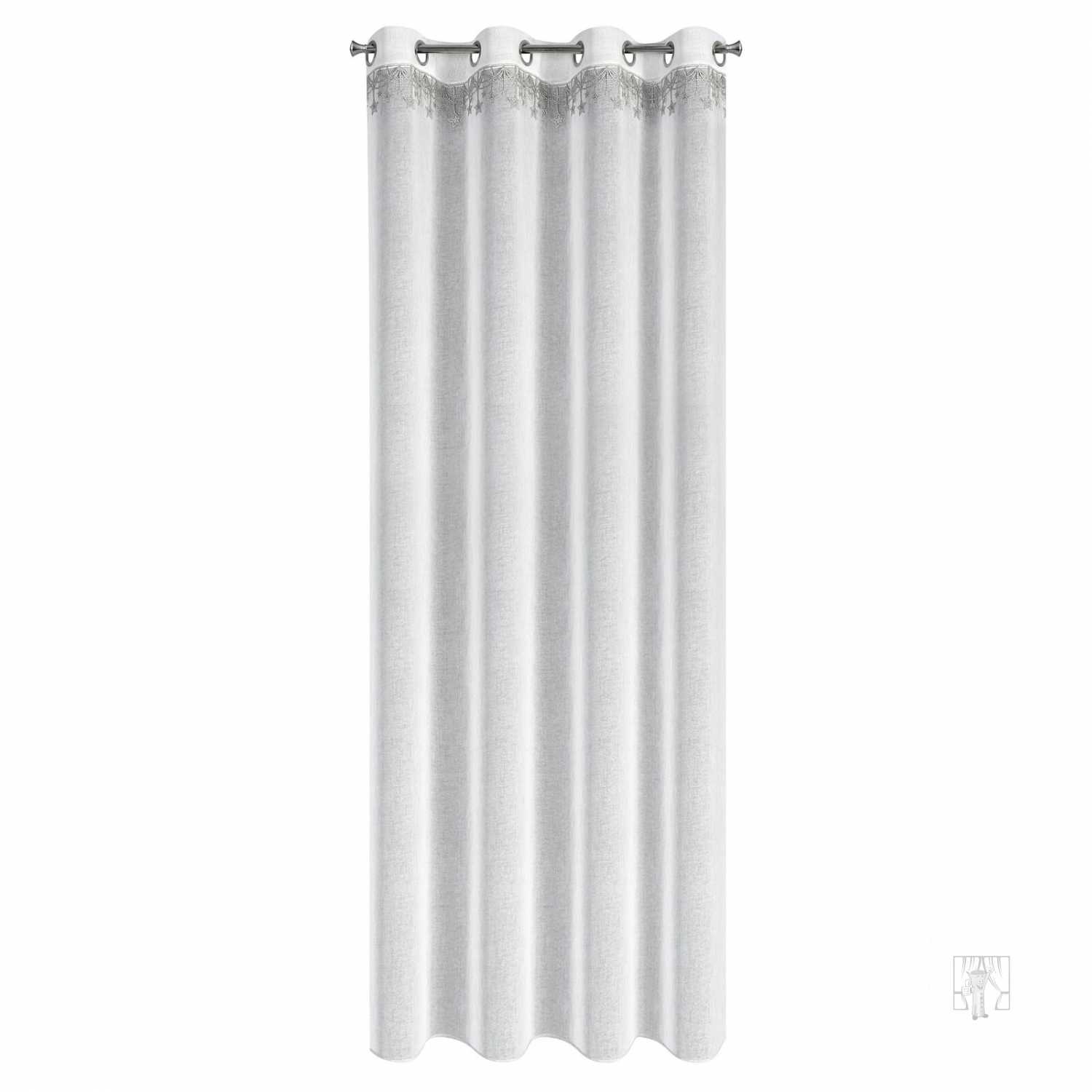 Vianočná záclona XMAS na krúžkoch 140x250cm biela/strieborná