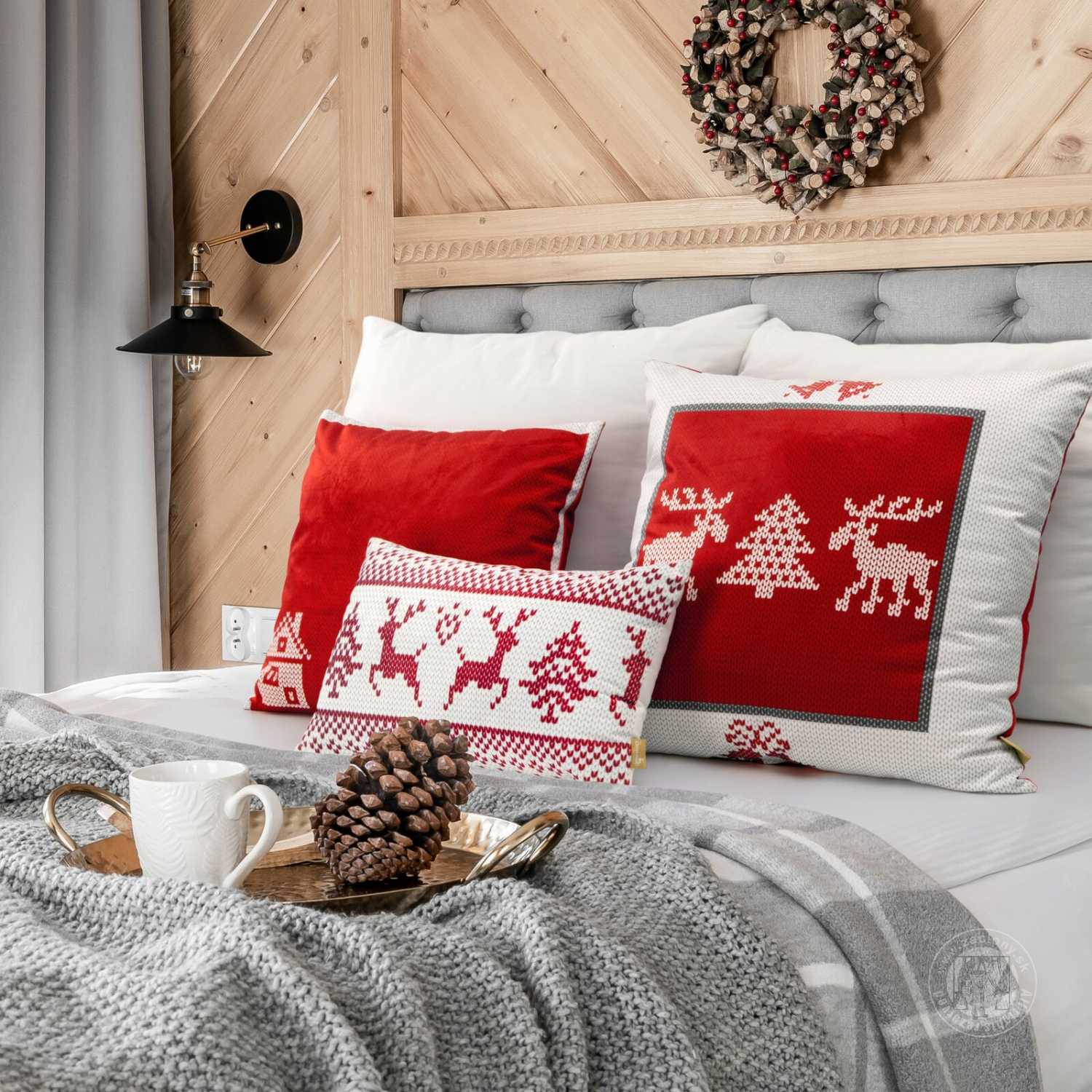 Vianočná obliečka na vankúš NOEL 60x60cm biela/červená