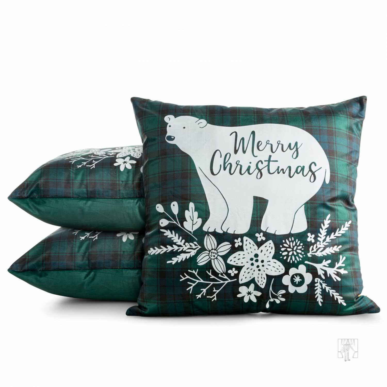 Vianočná obliečka na vankúš CHERRY 60x60cm zelená/biela