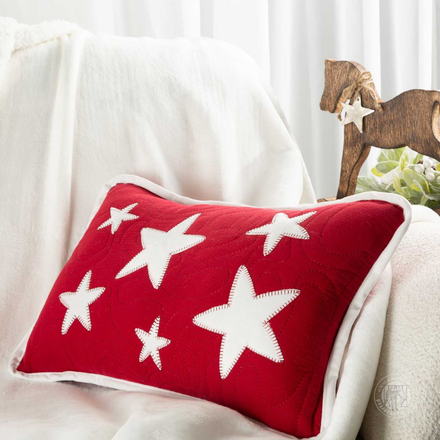 Vianočná obliečka na vankúš HVIEZDY 30x50cm červená/biela