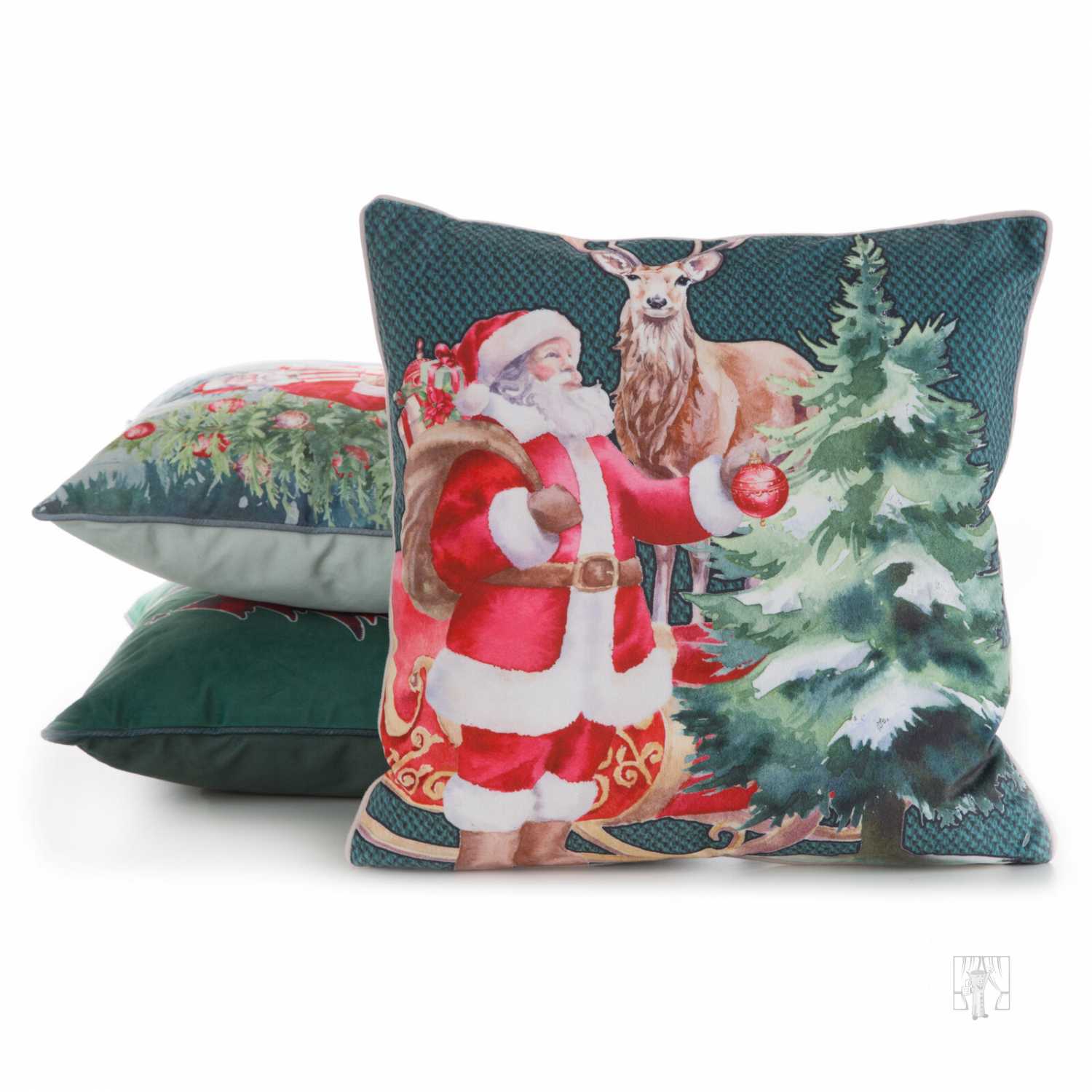 Vianočná obliečka na vankúš SANTA 45x45cm zelená/červená