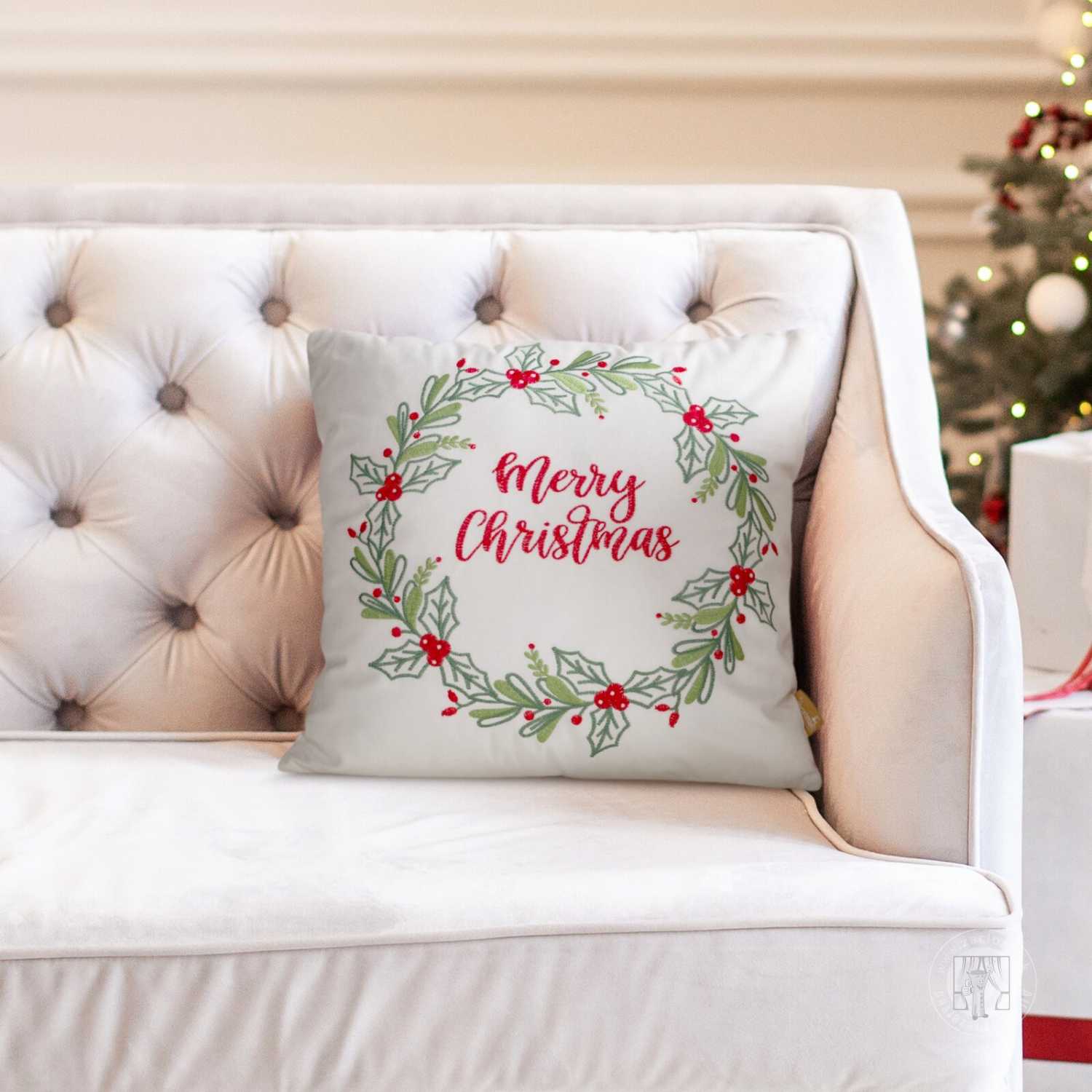 Vianočná obliečka na vankúš MERRY CHRISTMAS 45x45cm biela/zelená