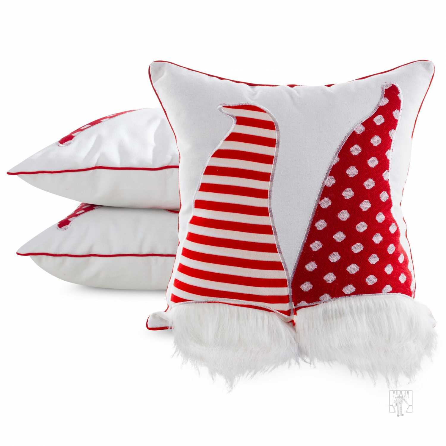 Vianočná obliečka na vankúš ŠKRIATKOVIA 45x45cm biela/červená