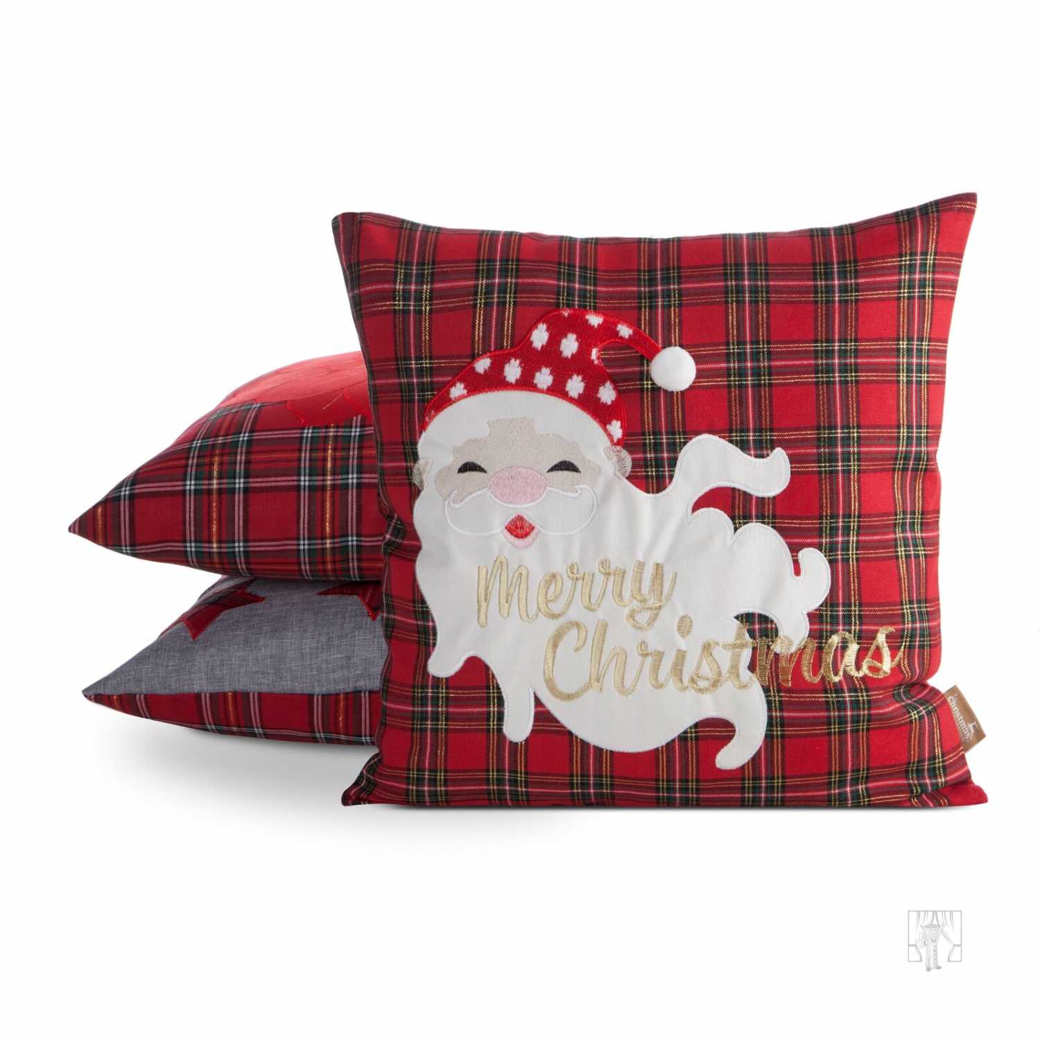 Vianočná obliečka na vankúš SANTA CLAUS 45x45cm červená/zelená