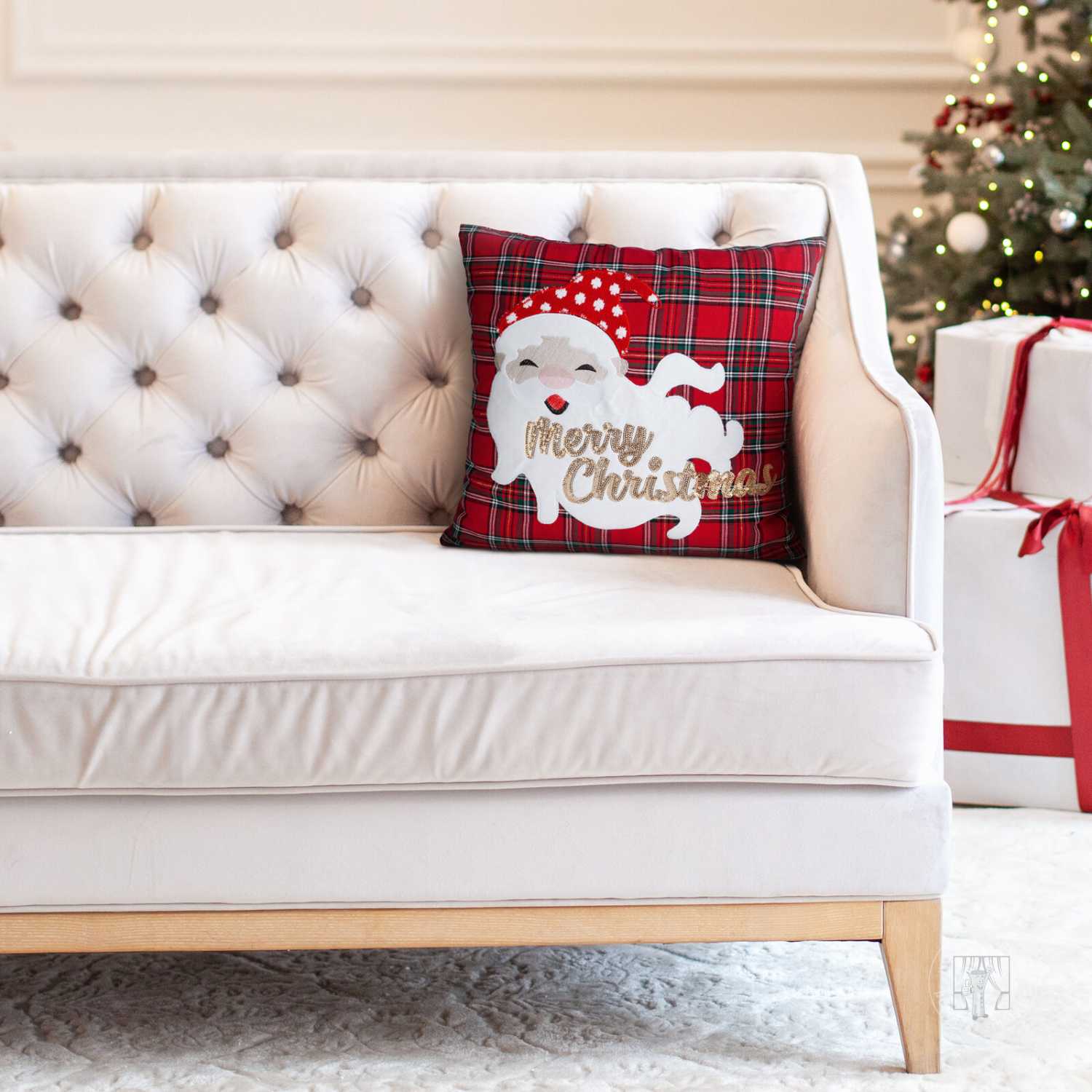 Vianočná obliečka na vankúš SANTA CLAUS 45x45cm červená/zelená