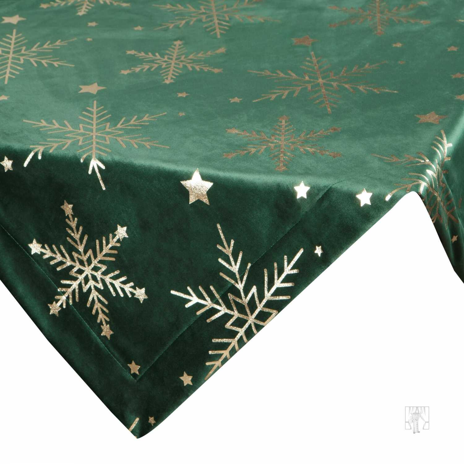 Vianočný obrus VLOČKY 85x85cm zelený/zlatý