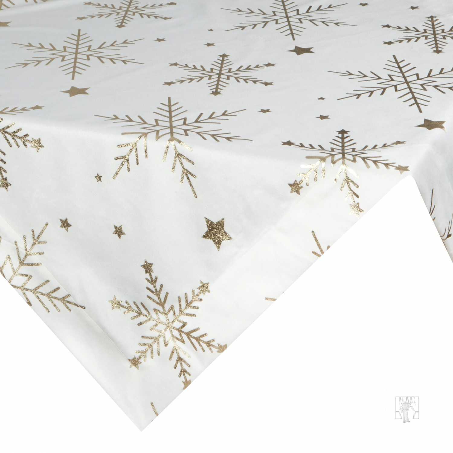 Vianočný obrus VLOČKY 85x85cm biely/zlatý