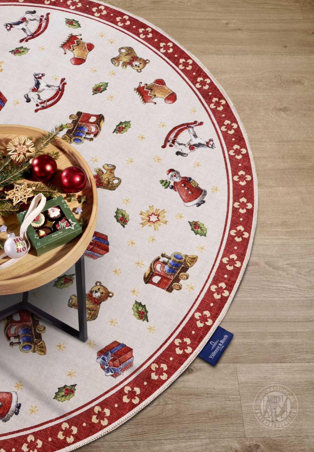 Kruhový kusový koberec Villeroy & Boch Toy´s Delight 106192 Red Multicolour, bez vlasu