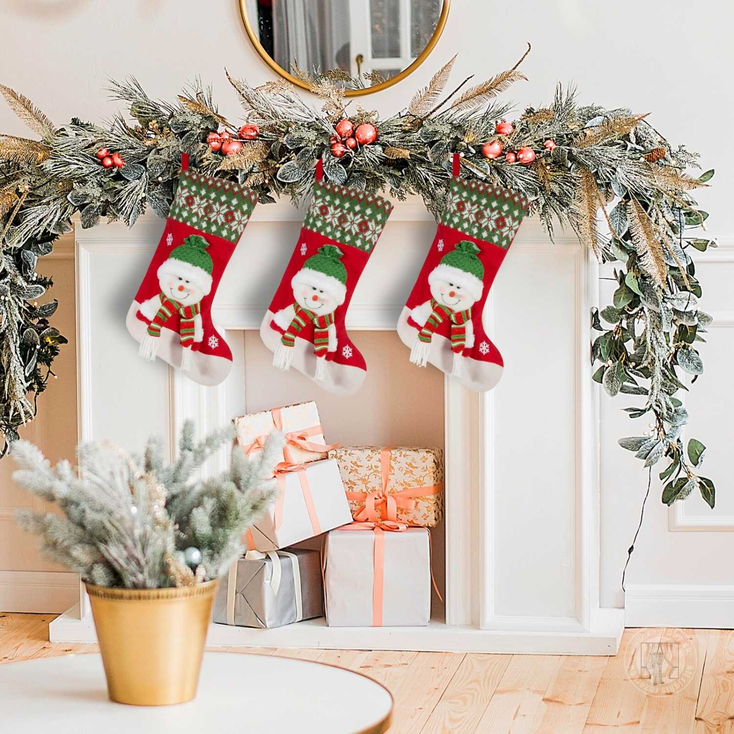 Vianočná ponožka SNOW 25x50cm červená/zelená