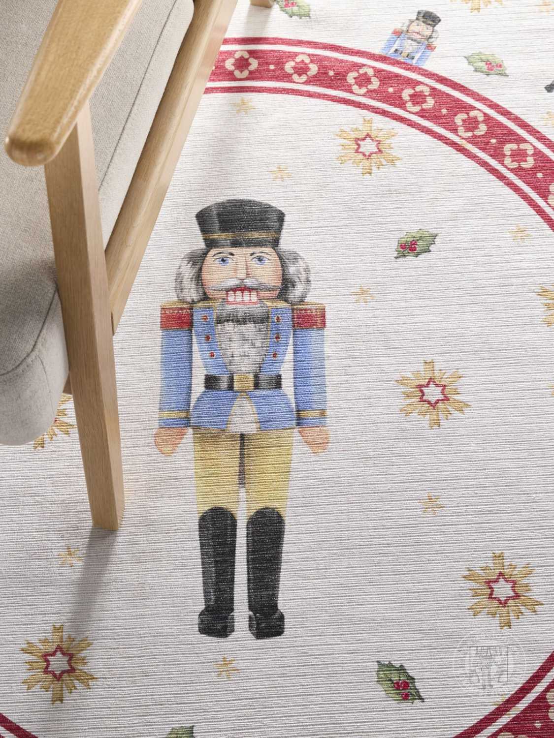 Kruhový kusový koberec Villeroy & Boch Toy´s Delight Limited Edition 106274 Cream Red, bez vlasu