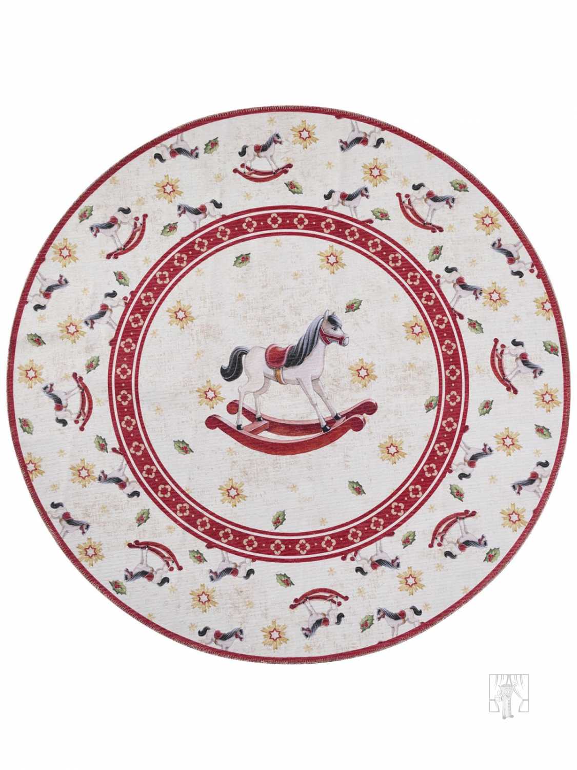 Kruhový kusový koberec Villeroy & Boch Toy`s Delight Limited Edition 106275 Cream Red, bez vlasu