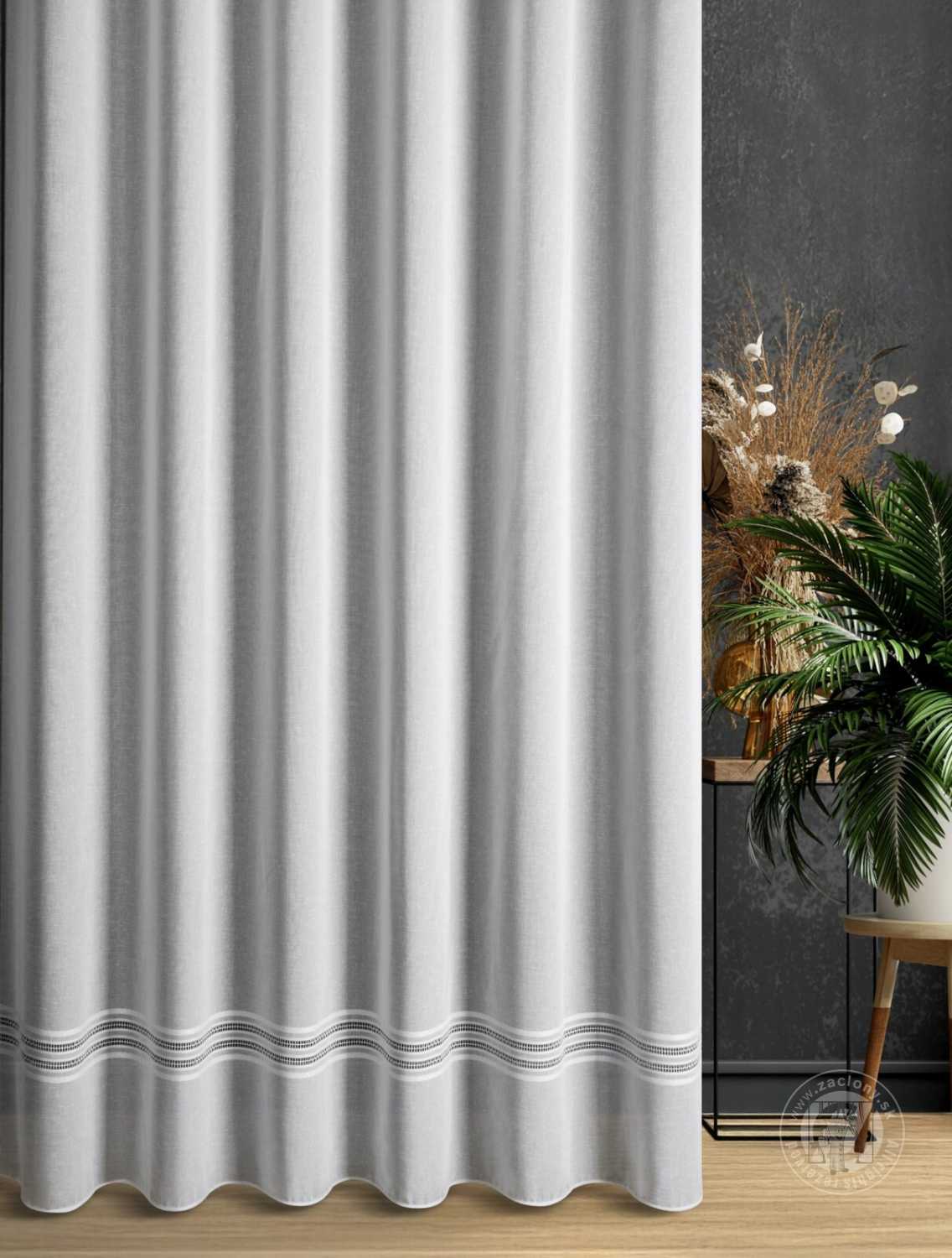 Záclona metráž 12608 biela 300cm