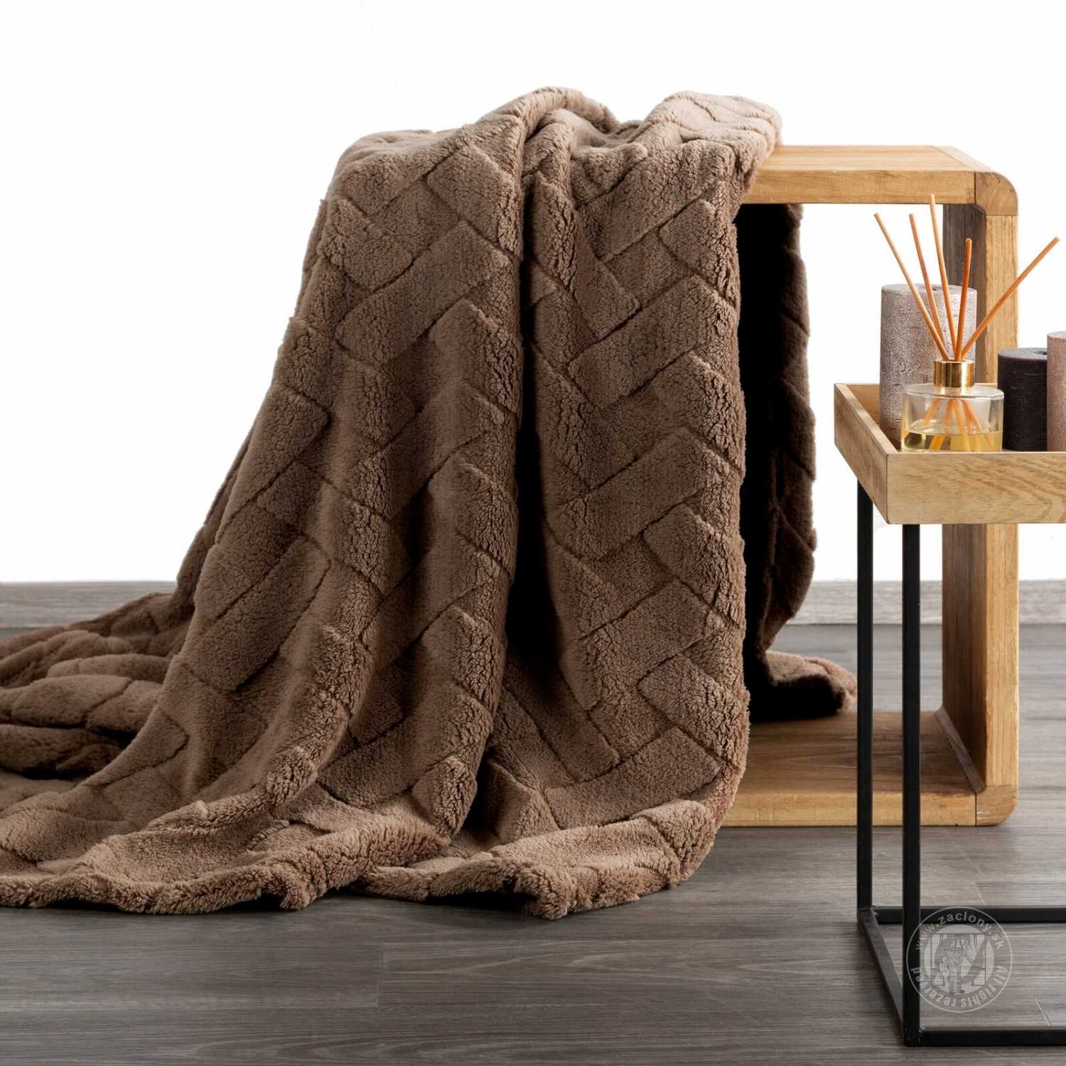 Deka z mikroflanelu CARO 150x200cm hnedá