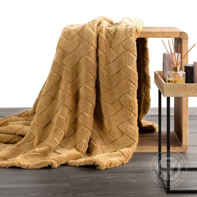 Deka z mikroflanelu CARO 200x220cm medová