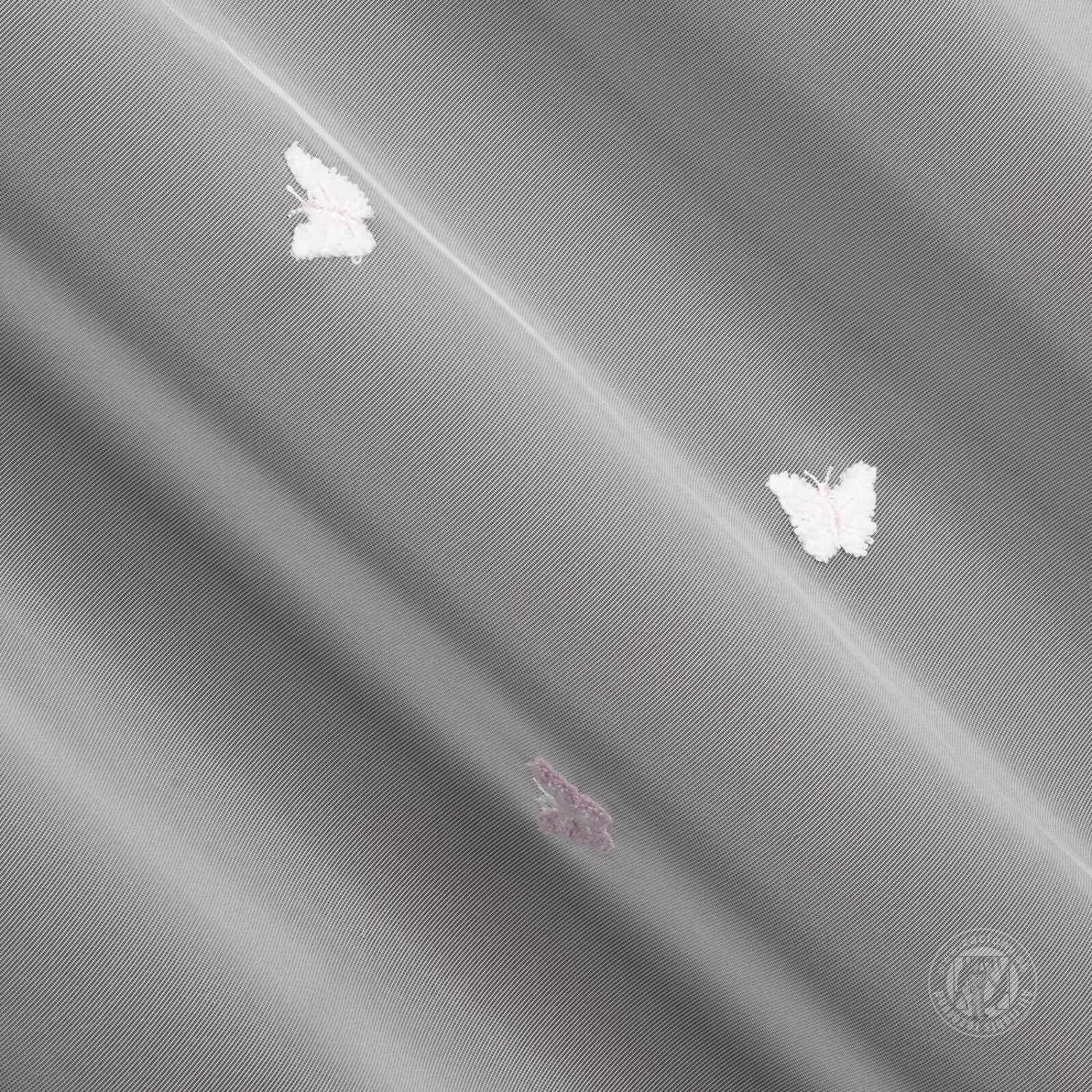  Záclona metráž 18706 biela/ružová s motýlikmi 300cm