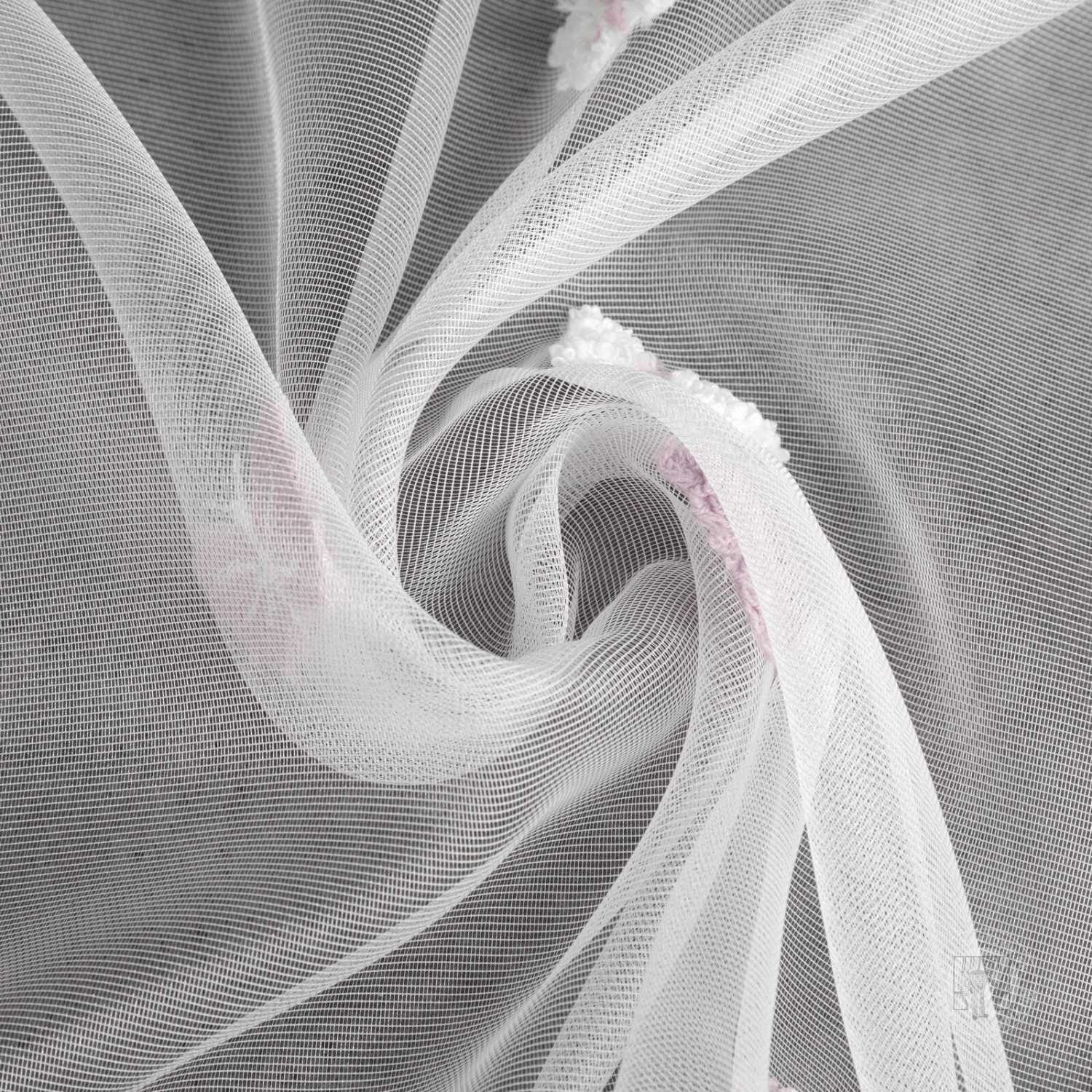  Záclona metráž 18706 biela/ružová s motýlikmi 300cm