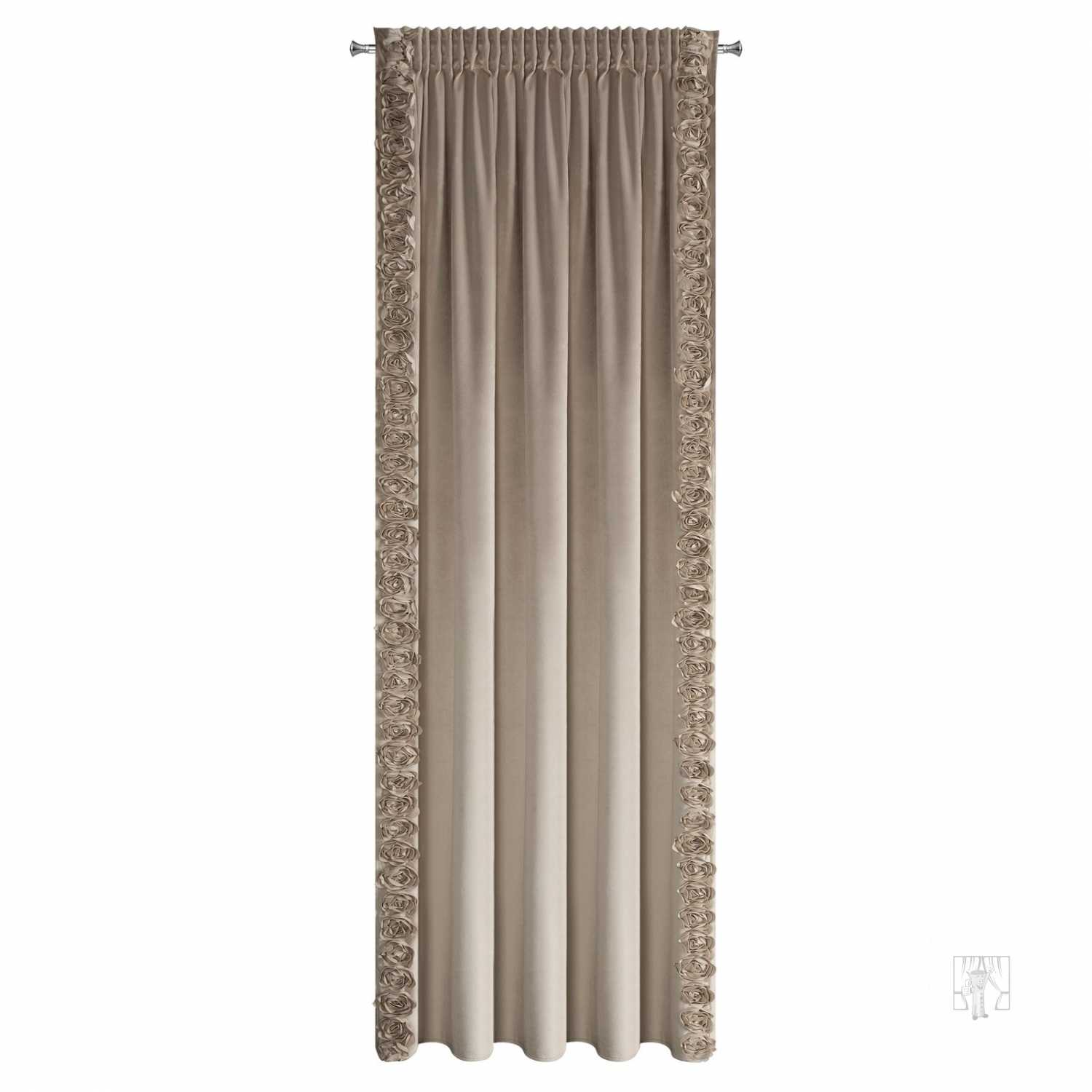 Záves ROSES na páske 140x270cm tmavobéžový
