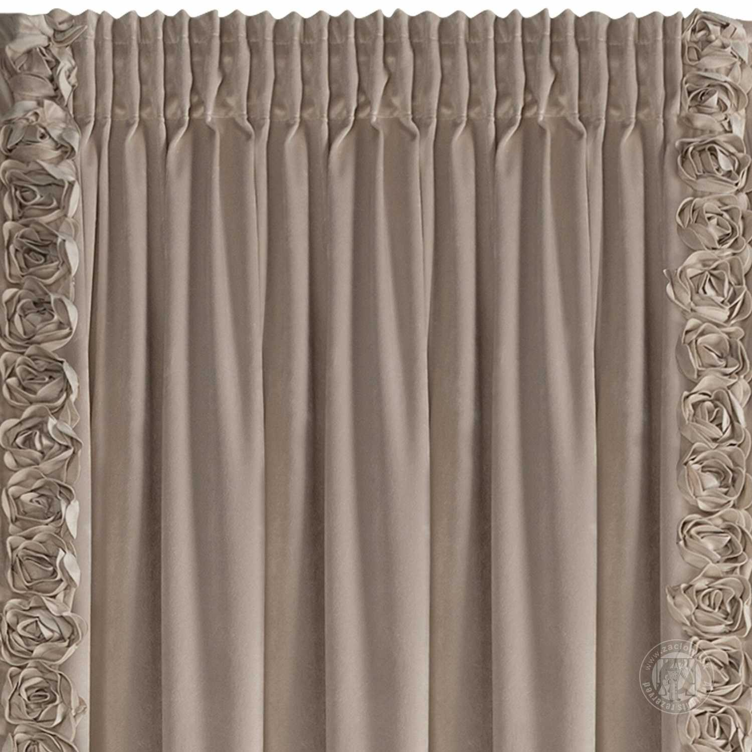 Záves ROSES na páske 140x270cm tmavobéžový