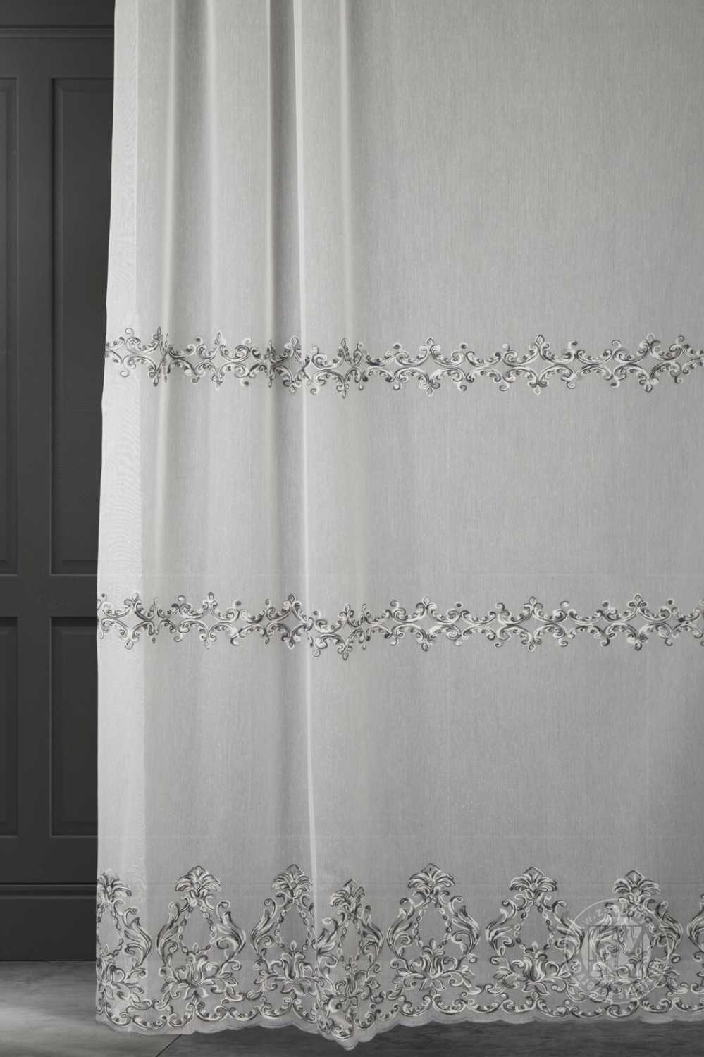 Záclona metráž 3310182 krémová/čierna 300cm