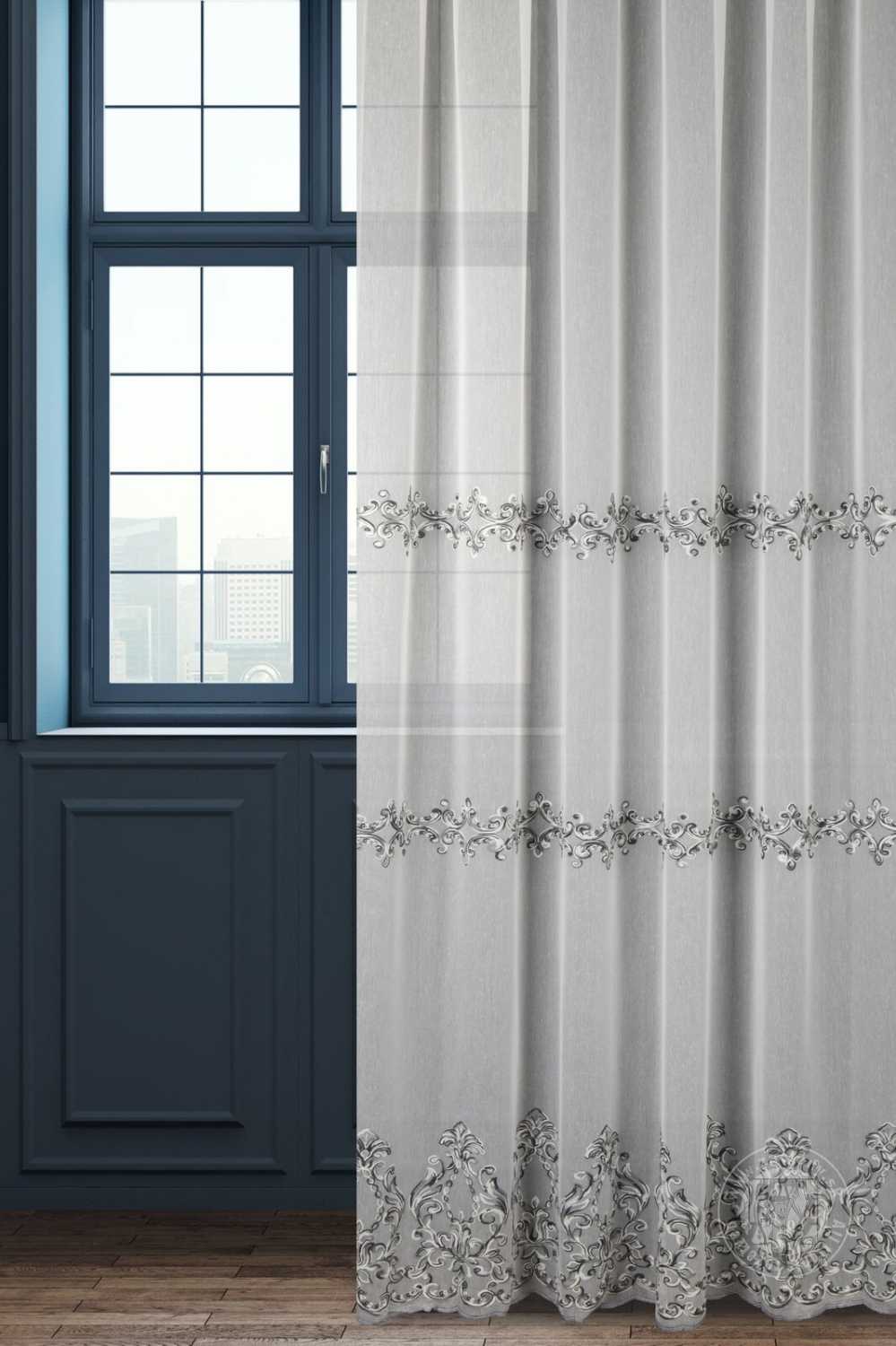 Záclona metráž 3310182 krémová/čierna 300cm