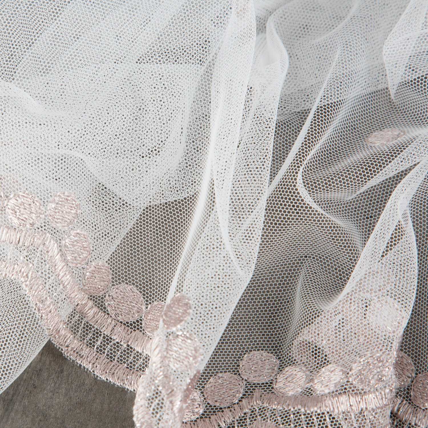 Záclona metráž 14894 krémová/ružová 300cm