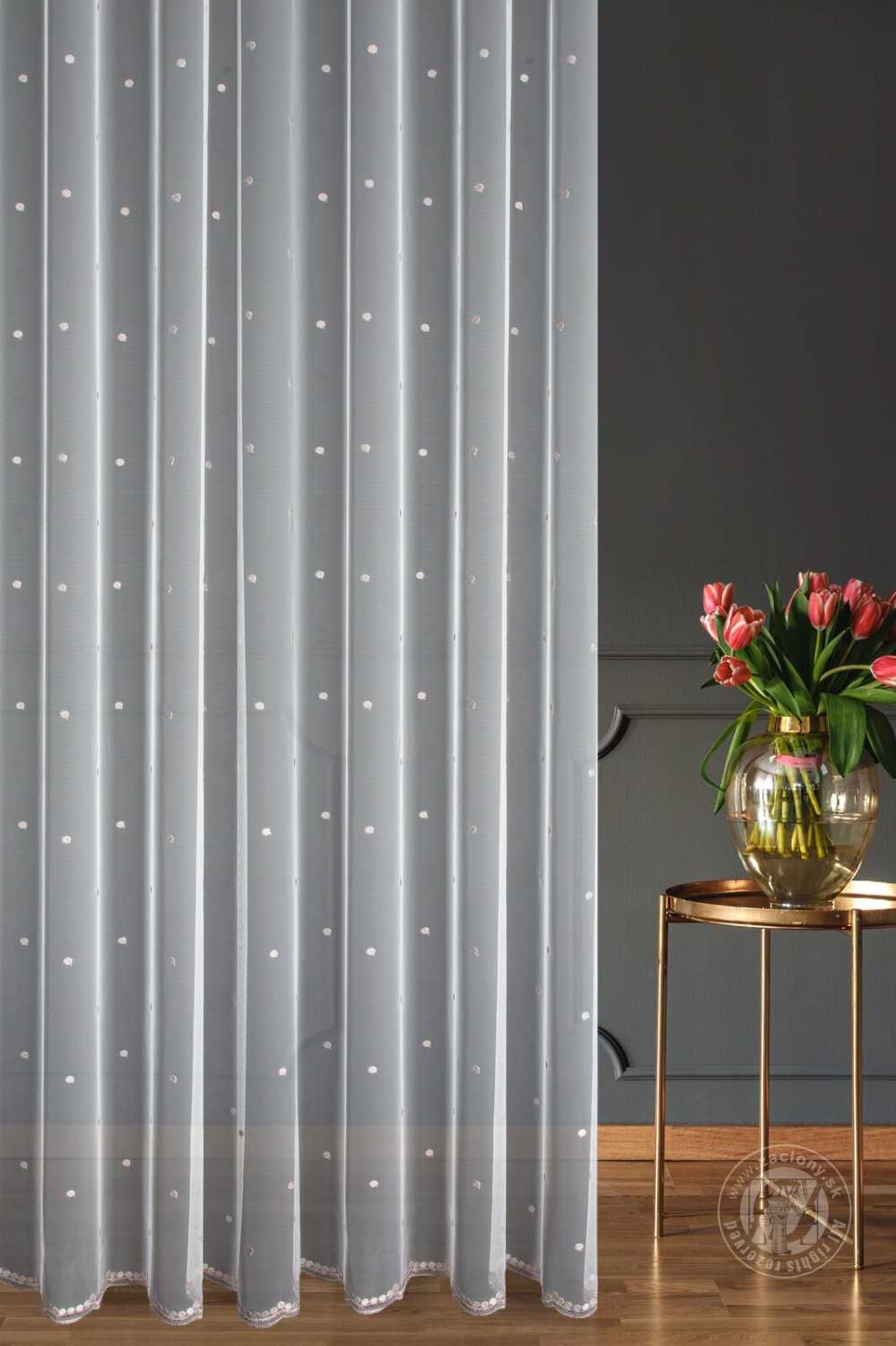 Záclona metráž 14894 krémová/ružová 300cm