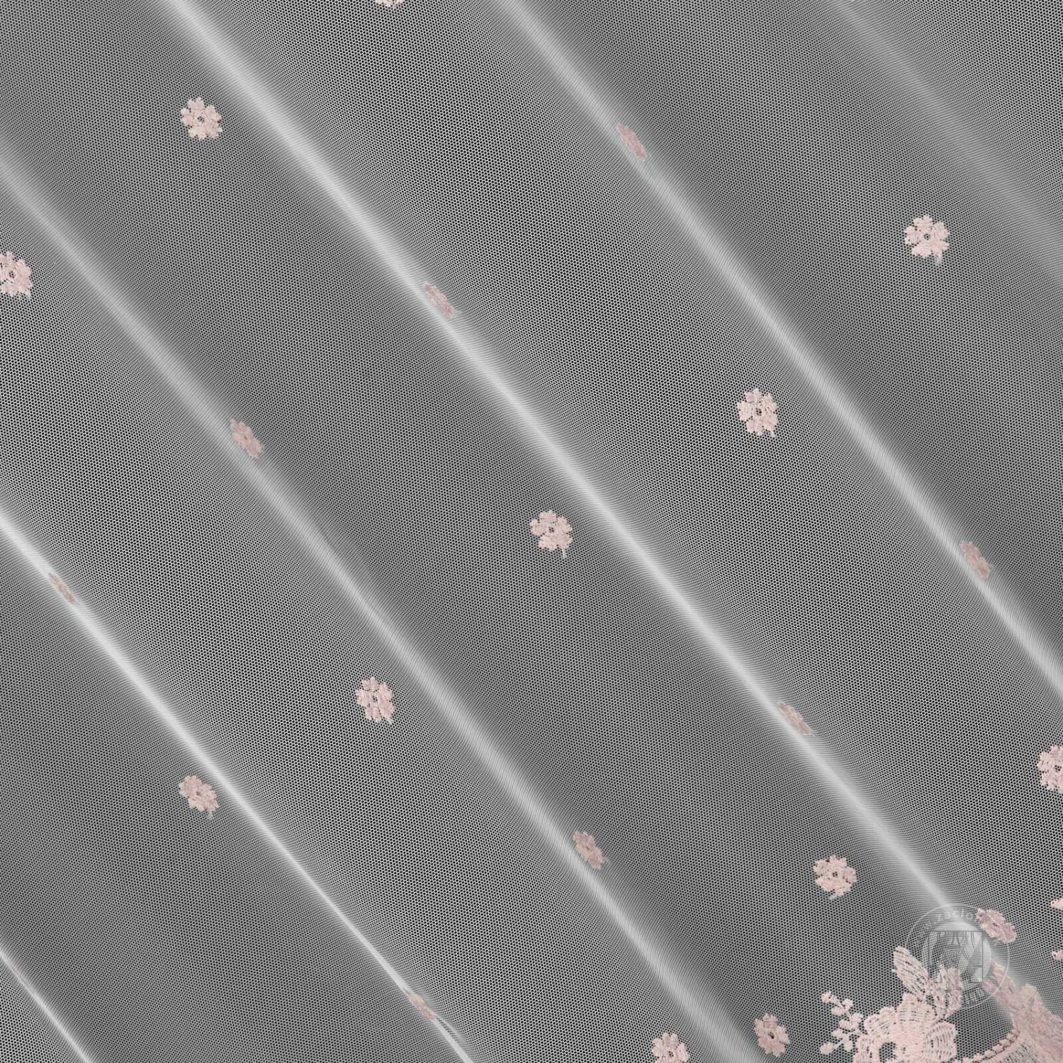 Záclona metráž 2445 biela/púdrová 280cm