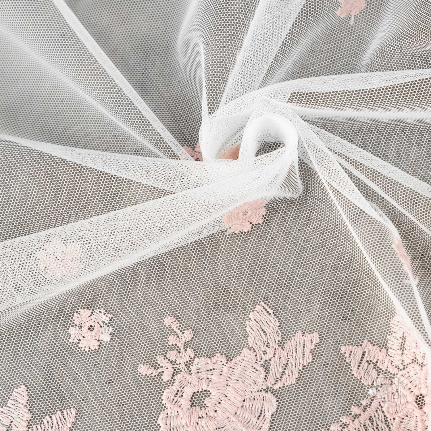 Záclona metráž 2445 biela/púdrová 280cm