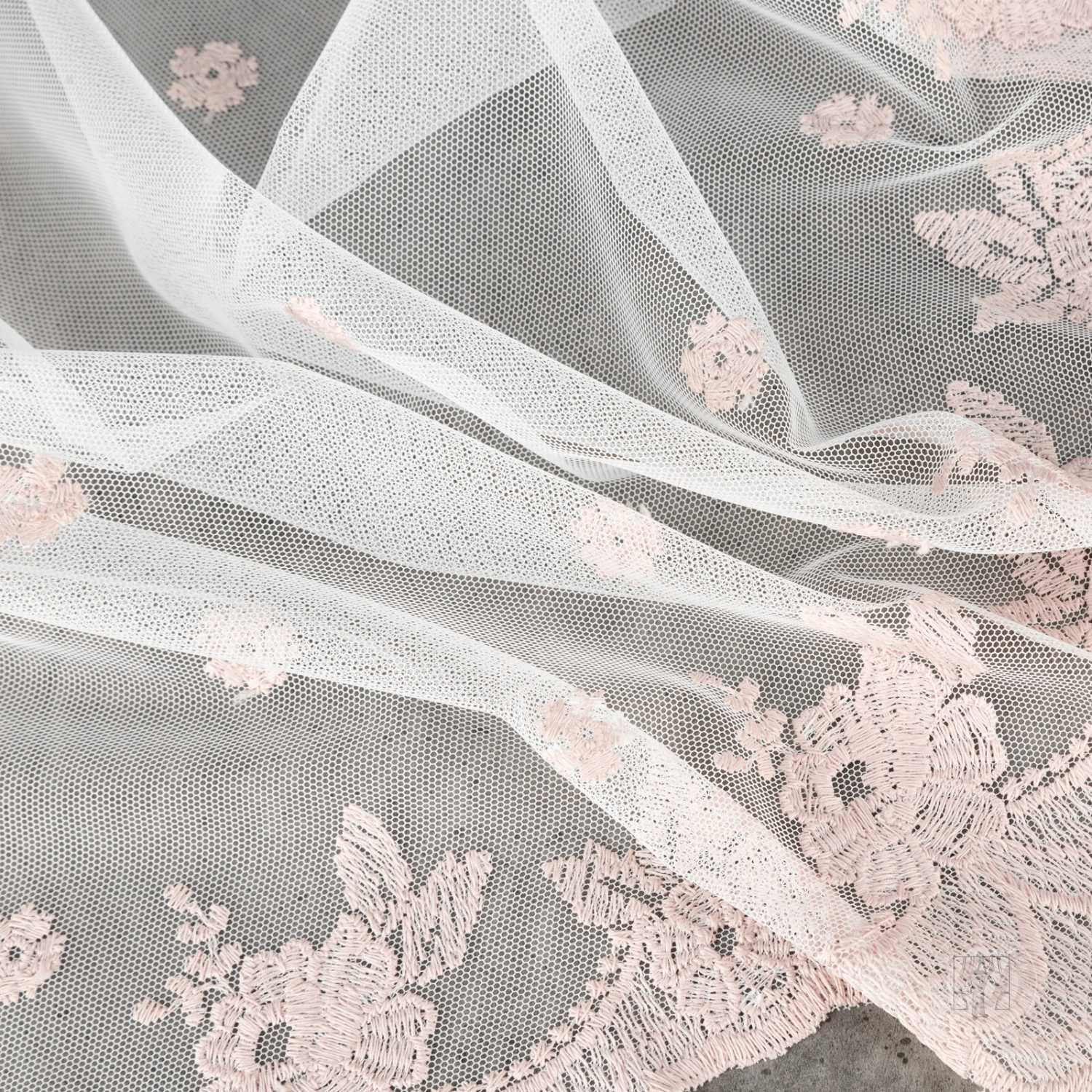 Záclona metráž 2445 biela/púdrová 280cm