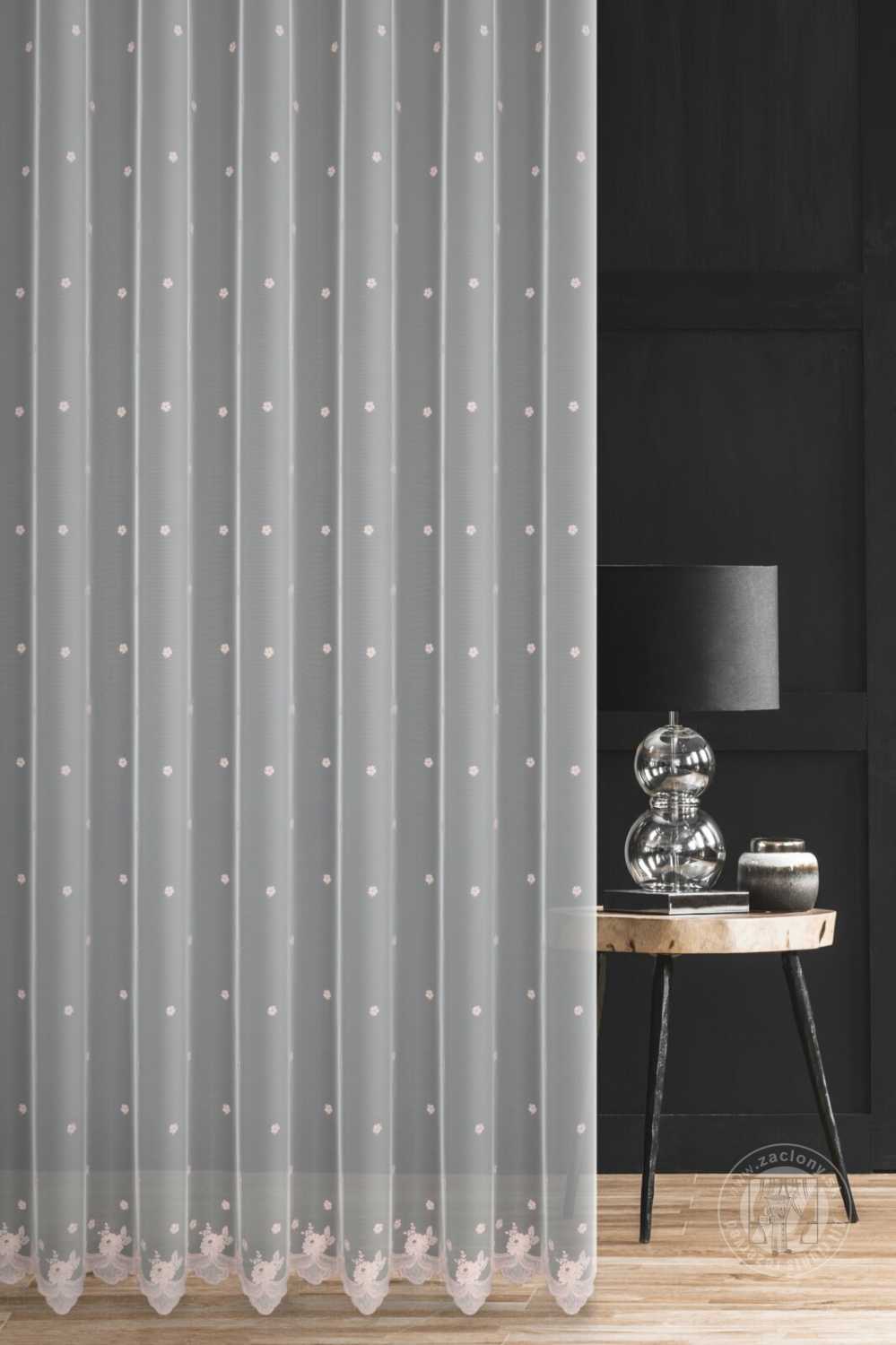 Záclona metráž 2445 biela/púdrová 280cm