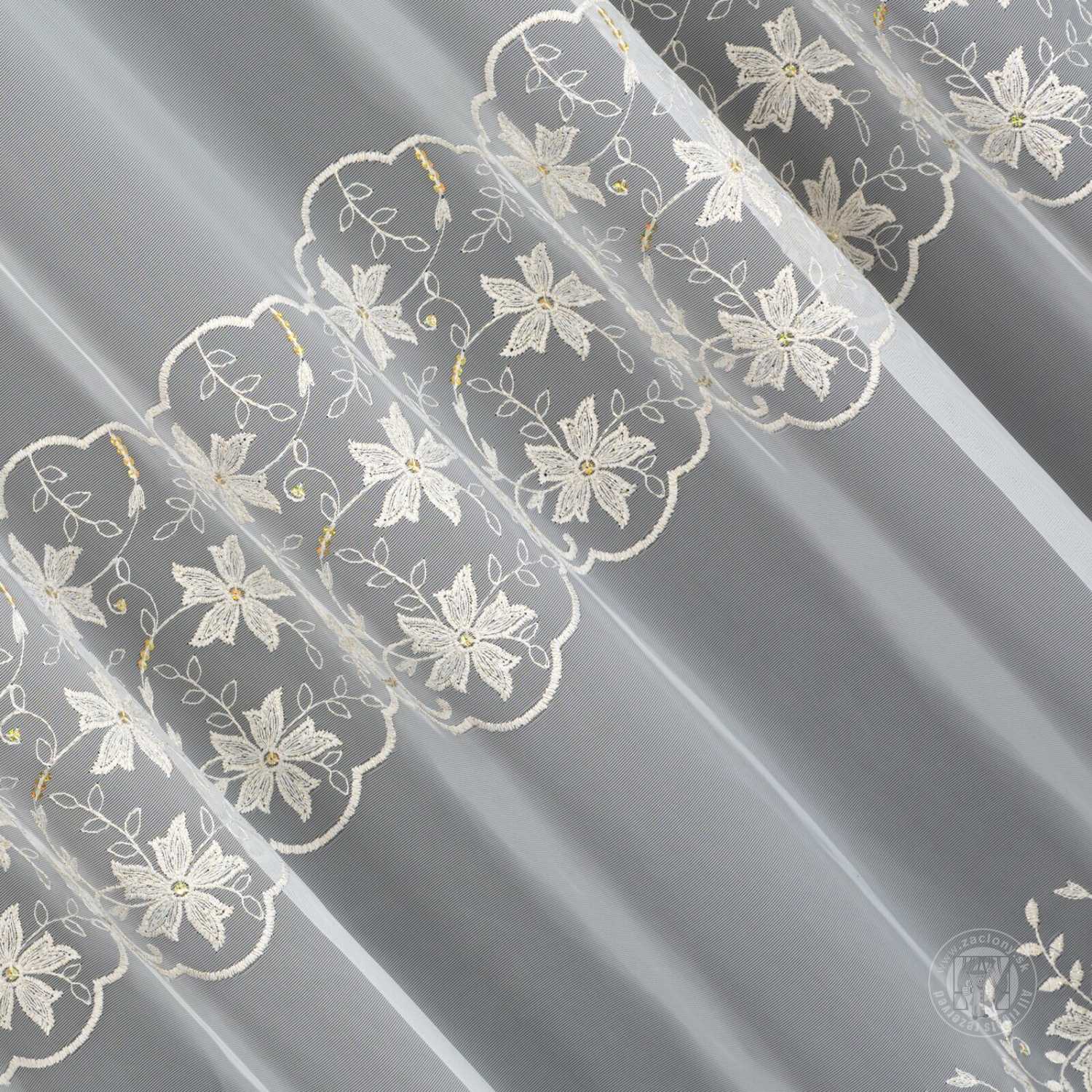 Záclona metráž 34403 biela/zlatá 280cm