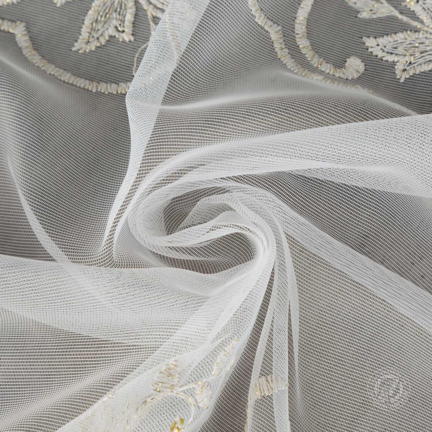 Záclona metráž 34403 biela/zlatá 280cm