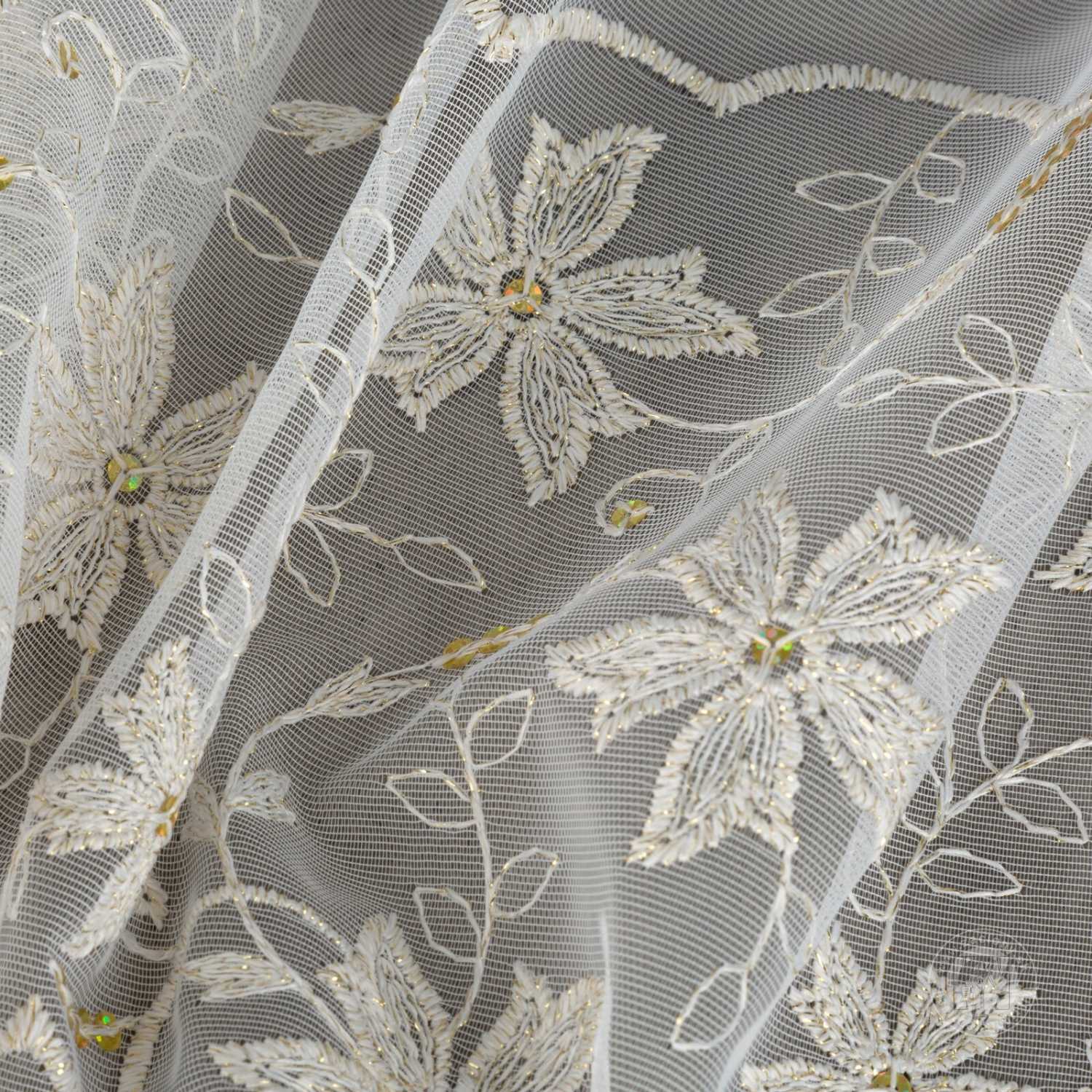 Záclona metráž 34403 biela/zlatá 280cm