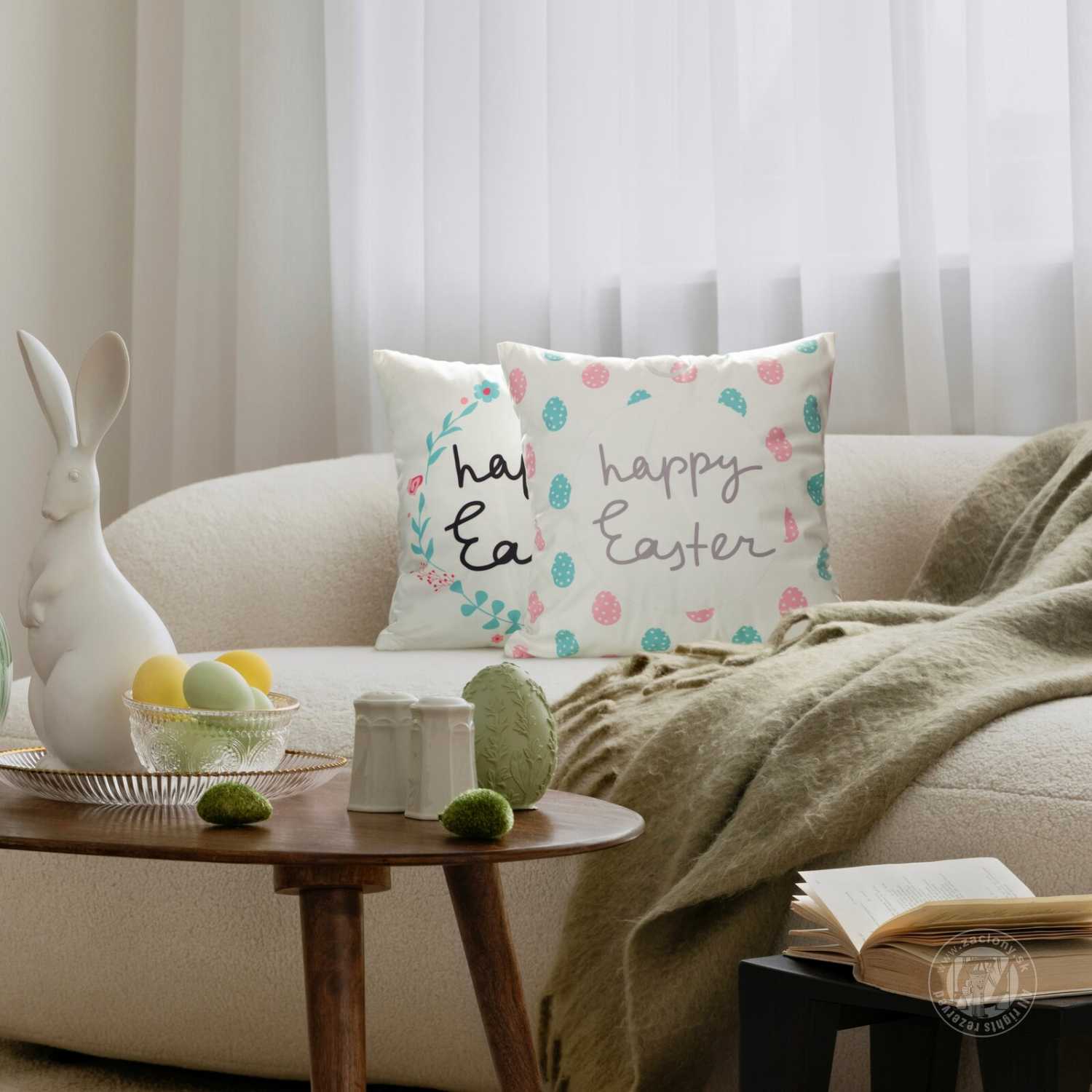 Veľkonočná obliečka na vankúš JAR/9 45x45cm biela/modrá