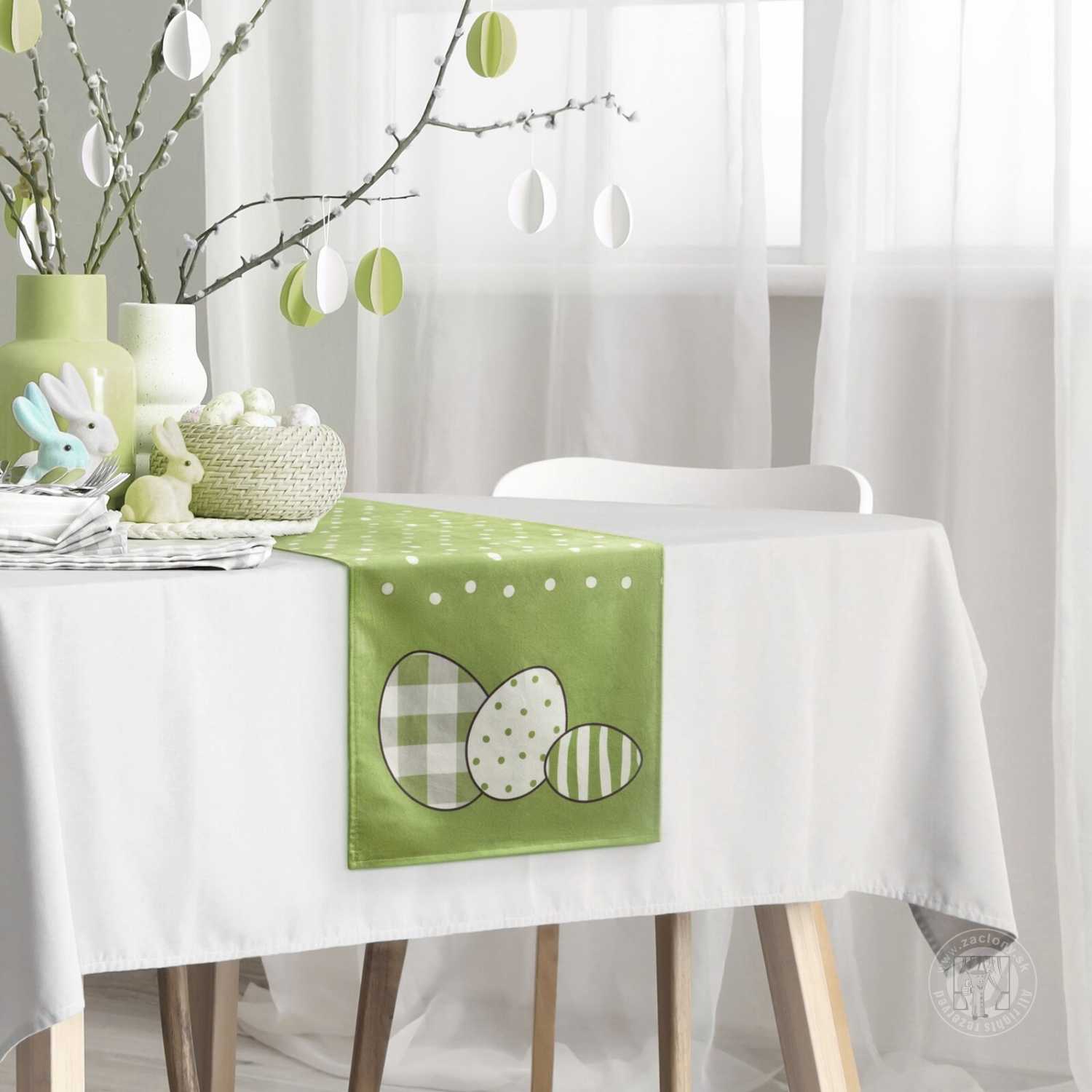 Veľkonočný obrus JAR/3 35x140cm zelený/biely