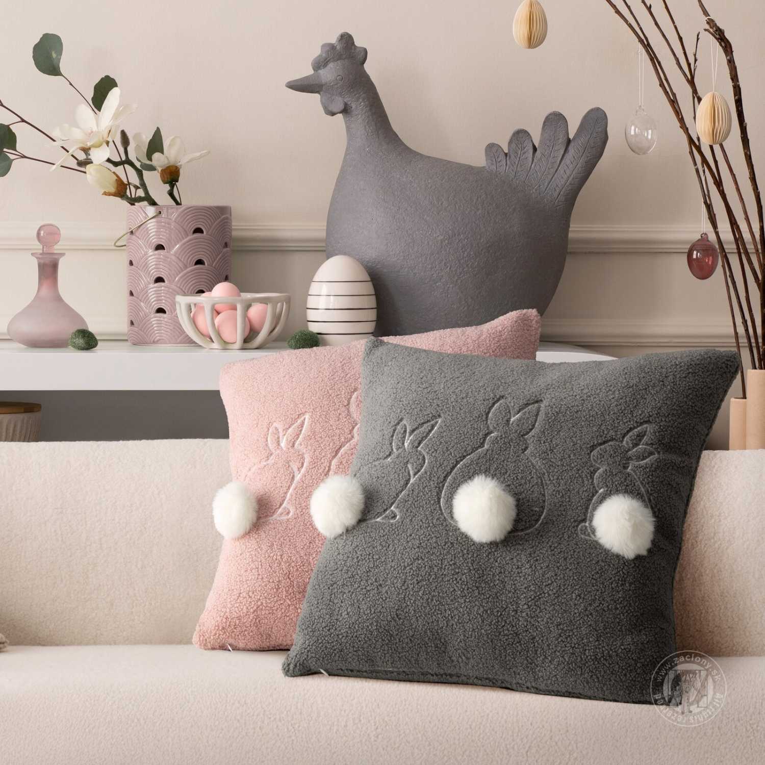 Veľkonočná obliečka na vankúš JAR/37 30x50cm oceľová/biela