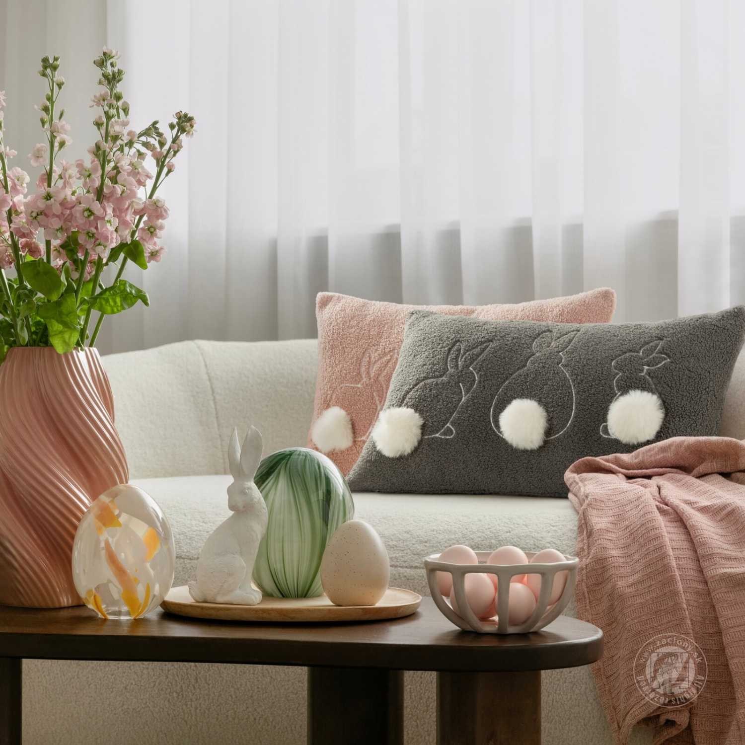 Veľkonočná obliečka na vankúš JAR/37 30x50cm oceľová/biela