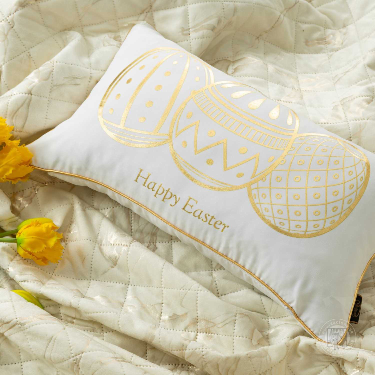 Veľkonočná obliečka na vankúš JAR/49 30x50cm biela/zlatá