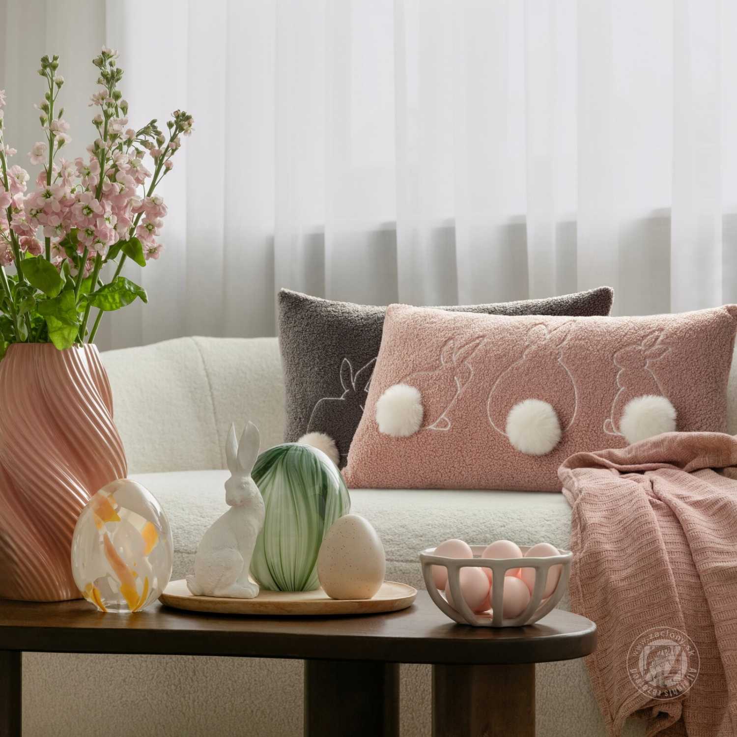 Veľkonočná obliečka na vankúš JAR/37 30x50cm púdrová/biela