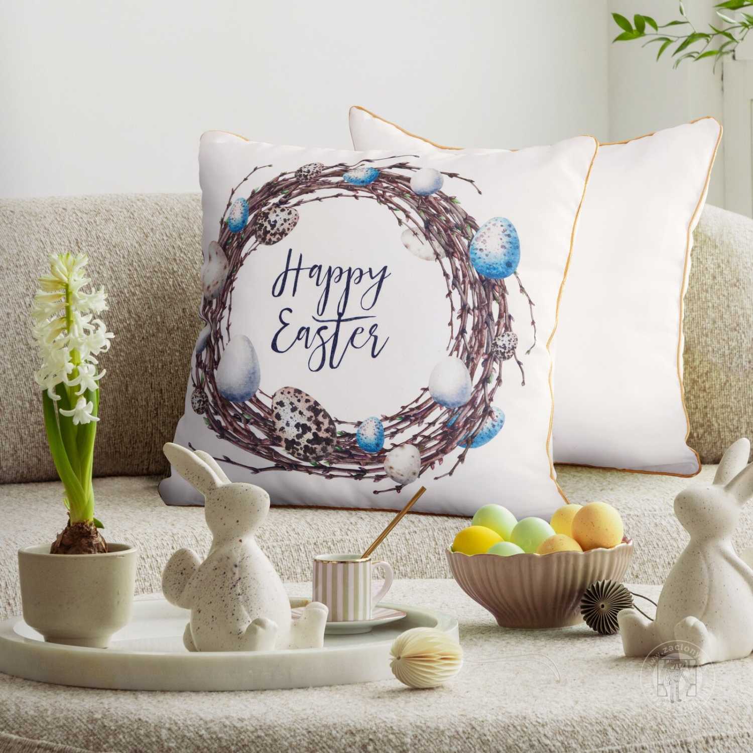 Veľkonočná obliečka na vankúš JAR/51 45x45cm biela/hnedá