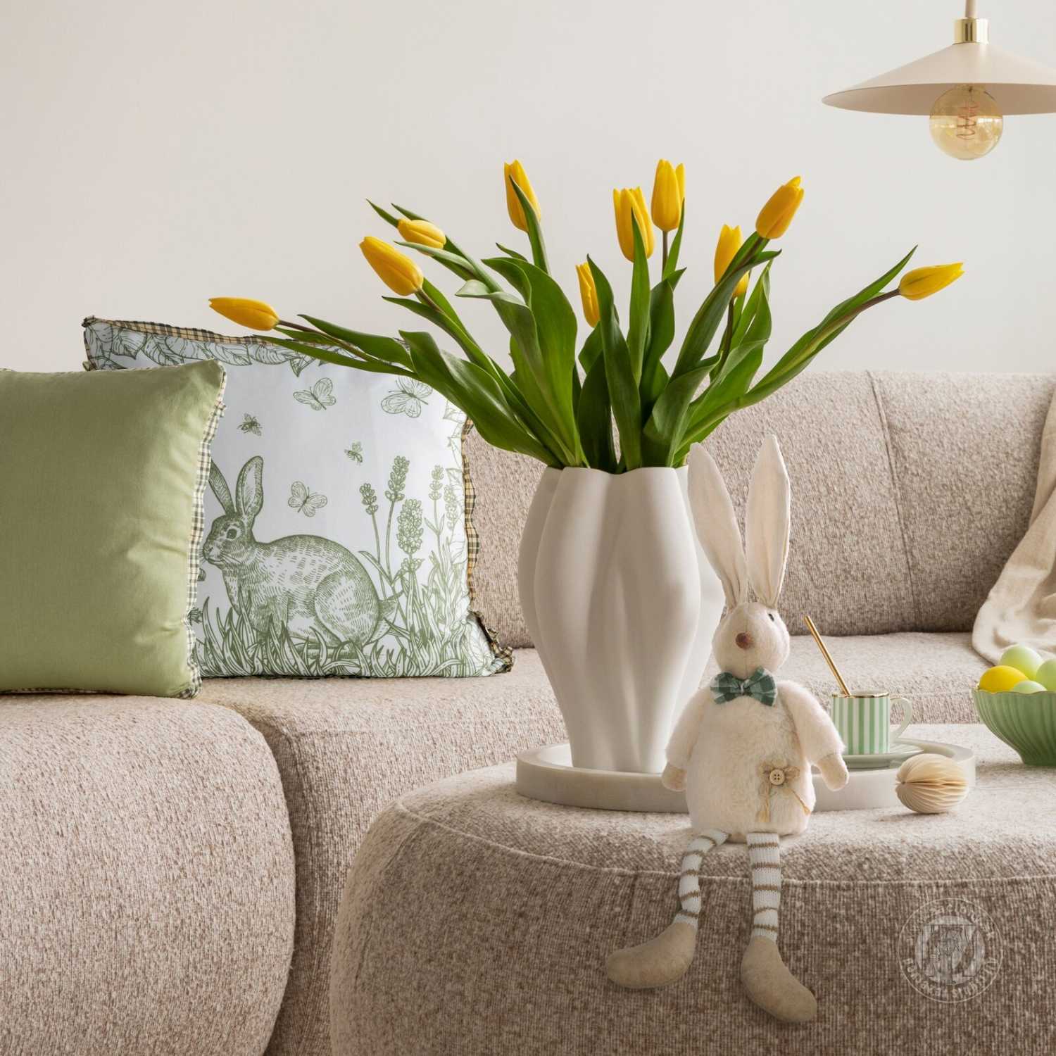 Veľkonočná obliečka na vankúš JAR/60 45x45cm krémová/zelená