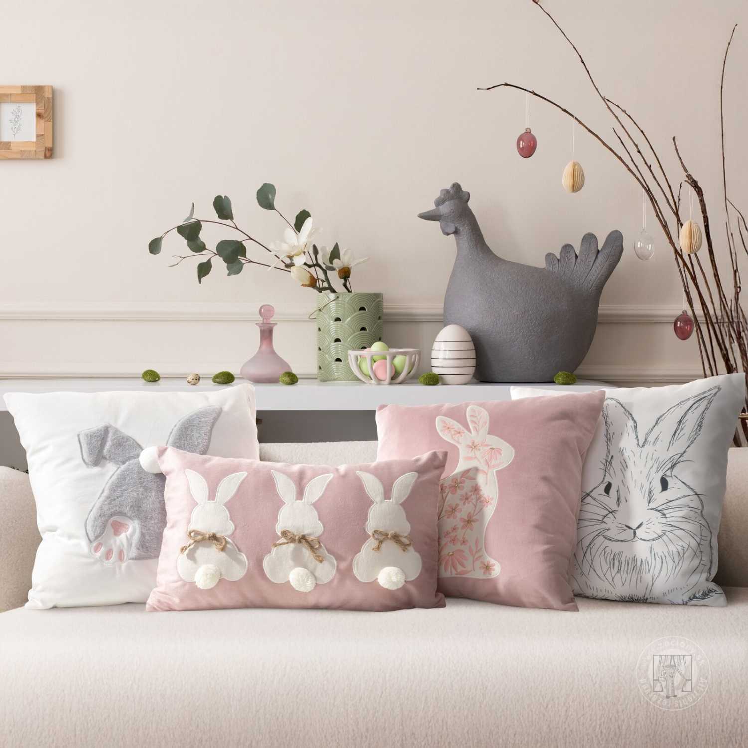 Veľkonočná obliečka na vankúš JAR/139 45x45cm biela/čierna