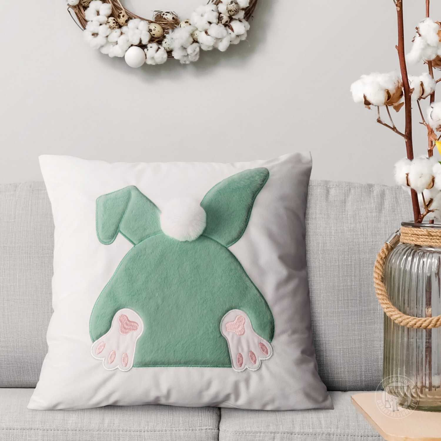 Veľkonočná obliečka na vankúš JAR/129 45x45cm biela/zelená