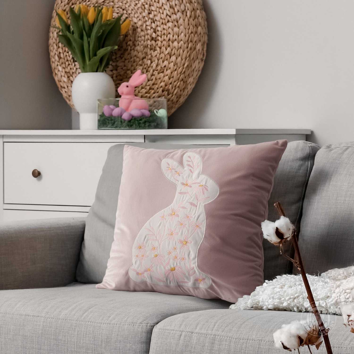 Veľkonočná obliečka na vankúš JAR/132 45x45cm biela/ružová