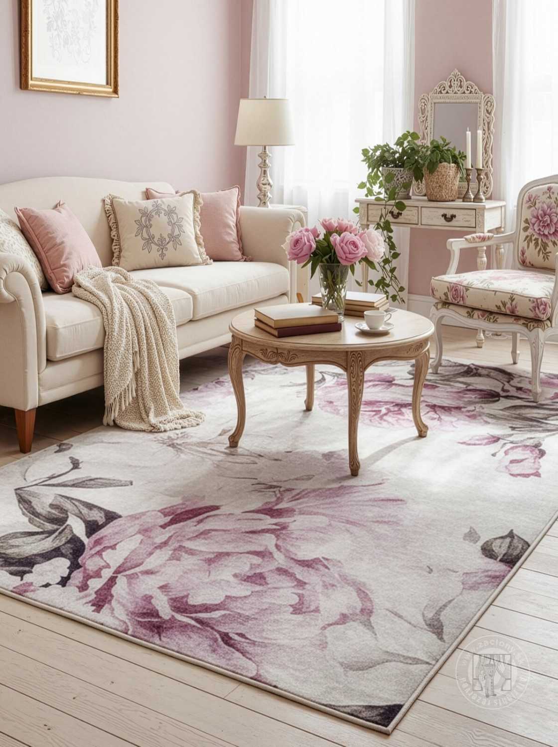 Kusový koberec LOTUS2 ružový/krémový