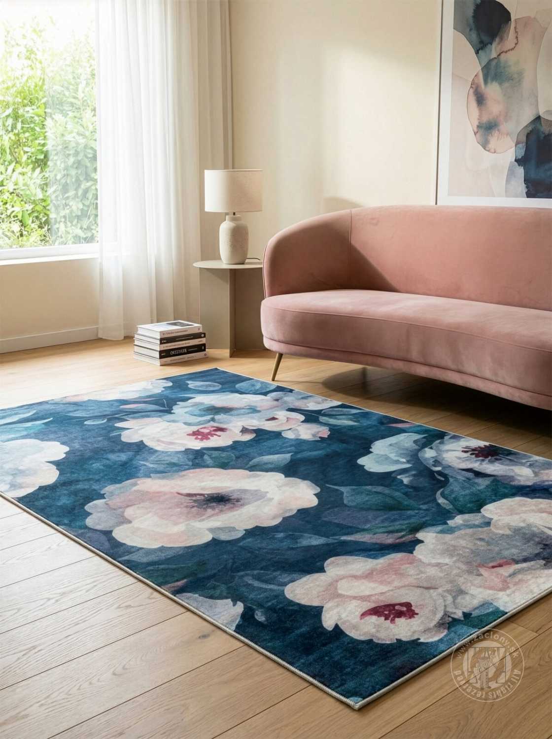 Kusový koberec LOTUS5 modrý/púdrový