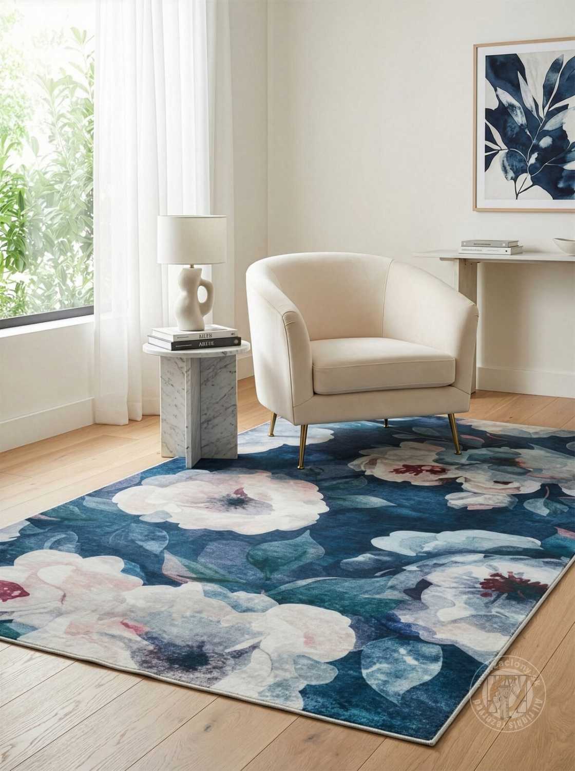 Kusový koberec LOTUS5 modrý/púdrový