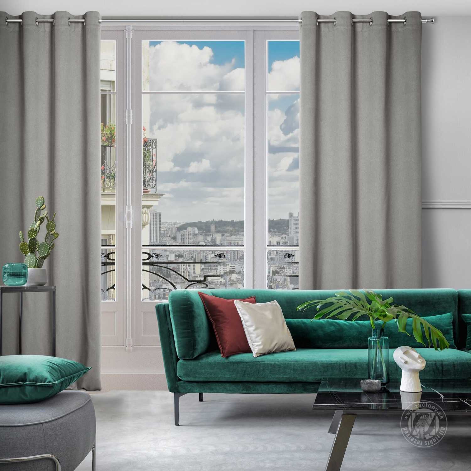 Záves AMARO na krúžkoch 135x250cm popolavý