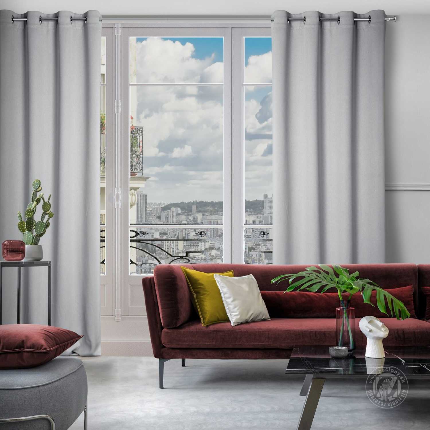 Záves AMARO na krúžkoch 135x250cm sivý