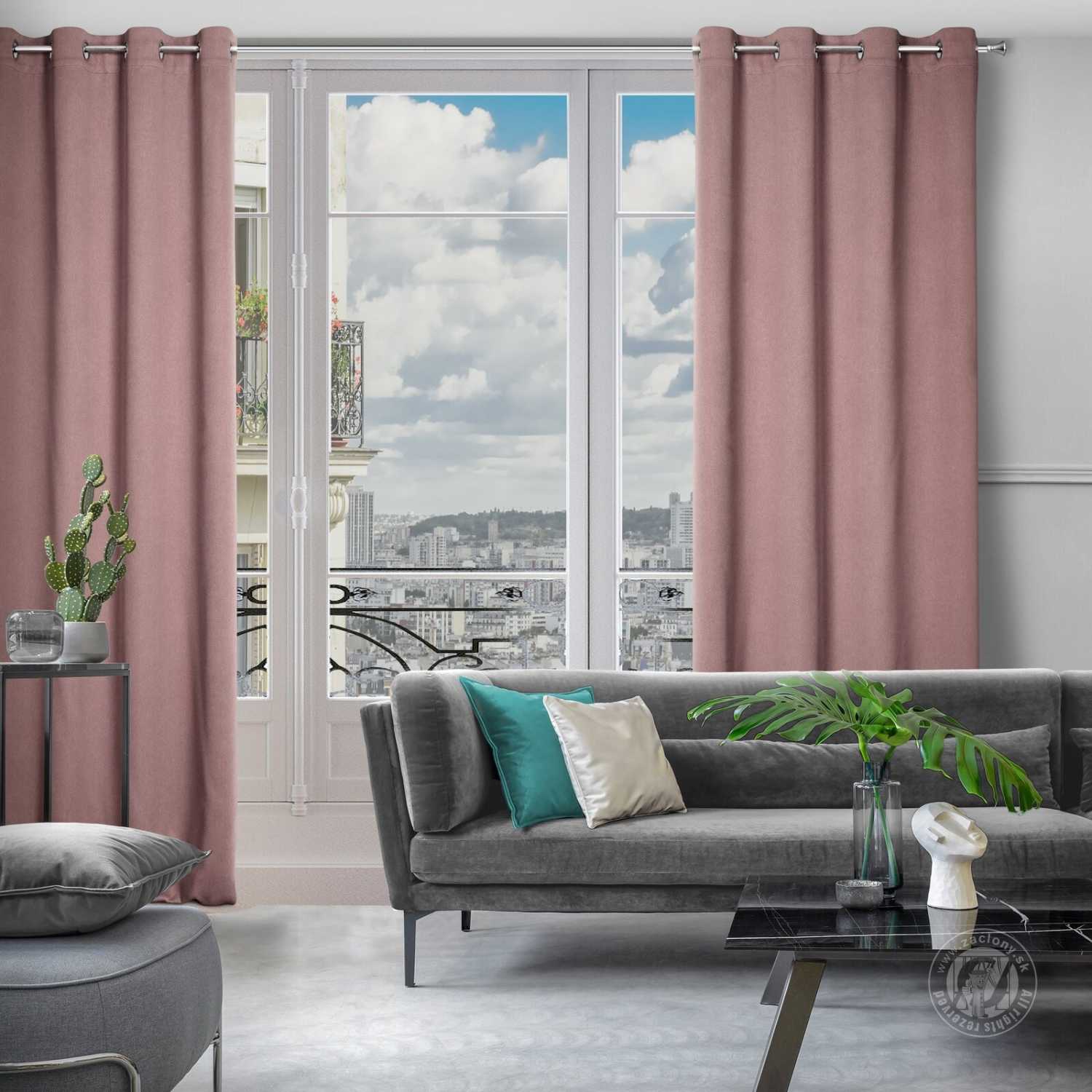 Záves AMARO na krúžkoch 135x250cm púdrový